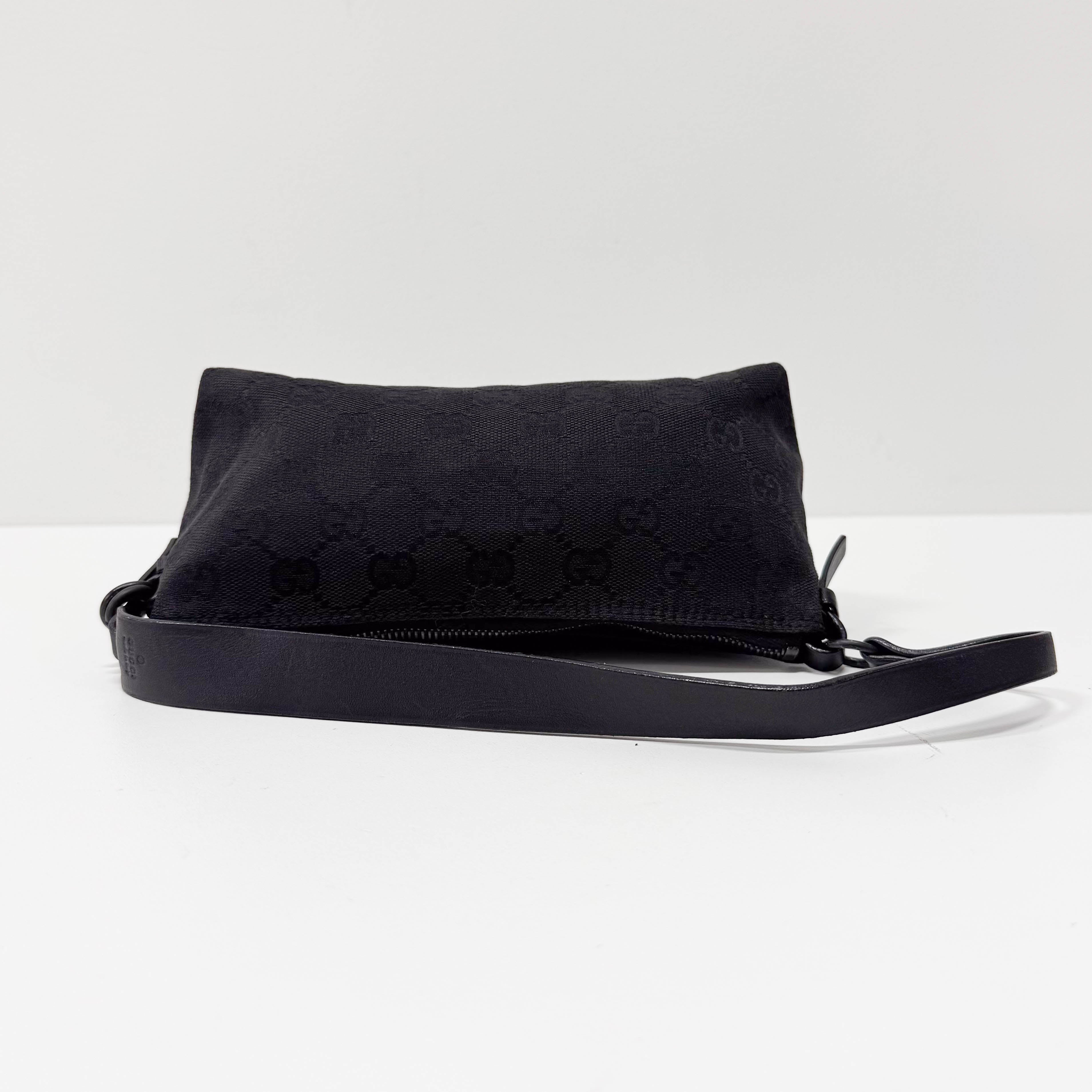 Black GG Canvas Accessory Pouch Shoulder Bag