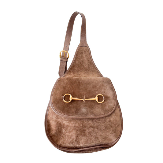 Horsebit Brown Suede Bag