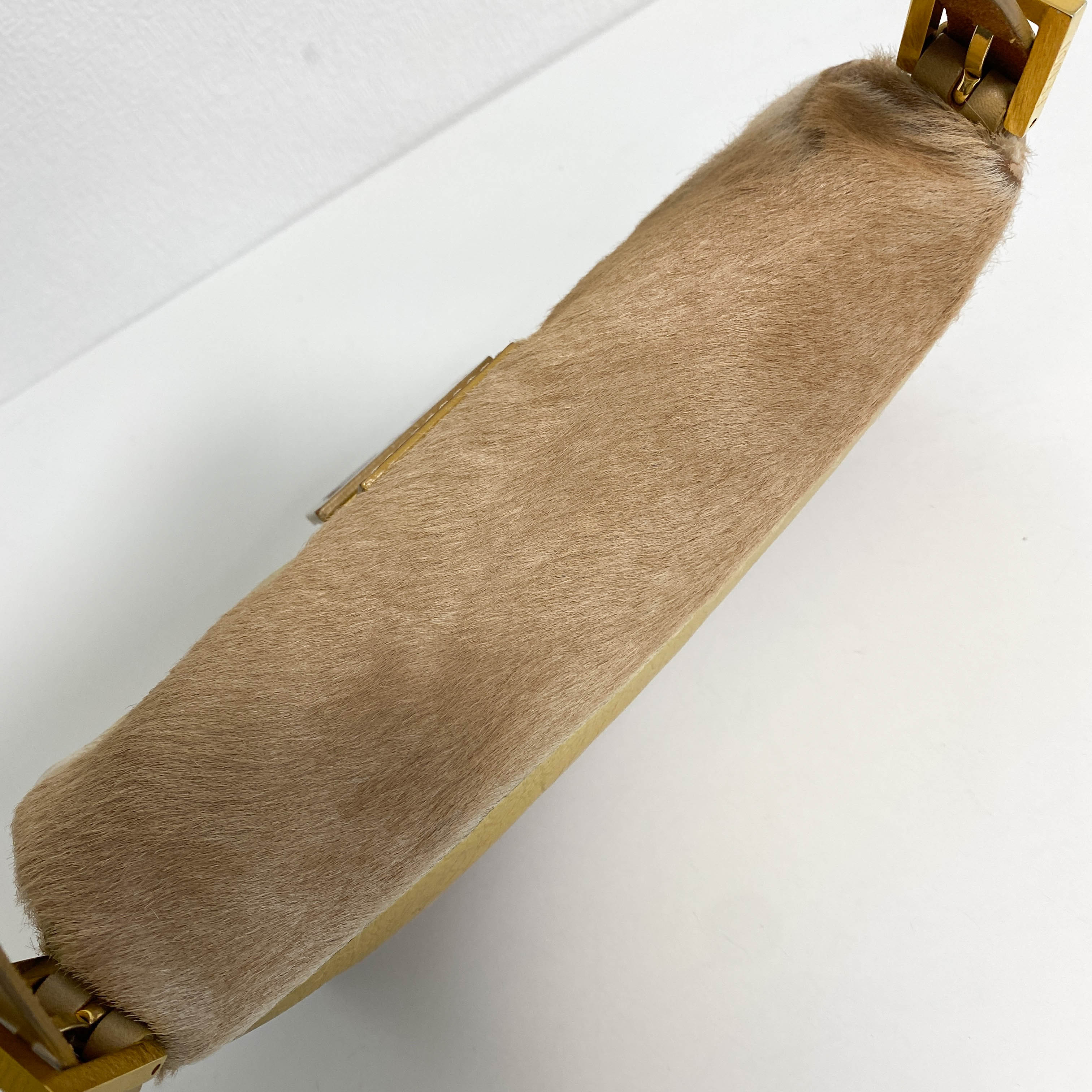 Baguette Pony Hair Gold Shoulder Bag