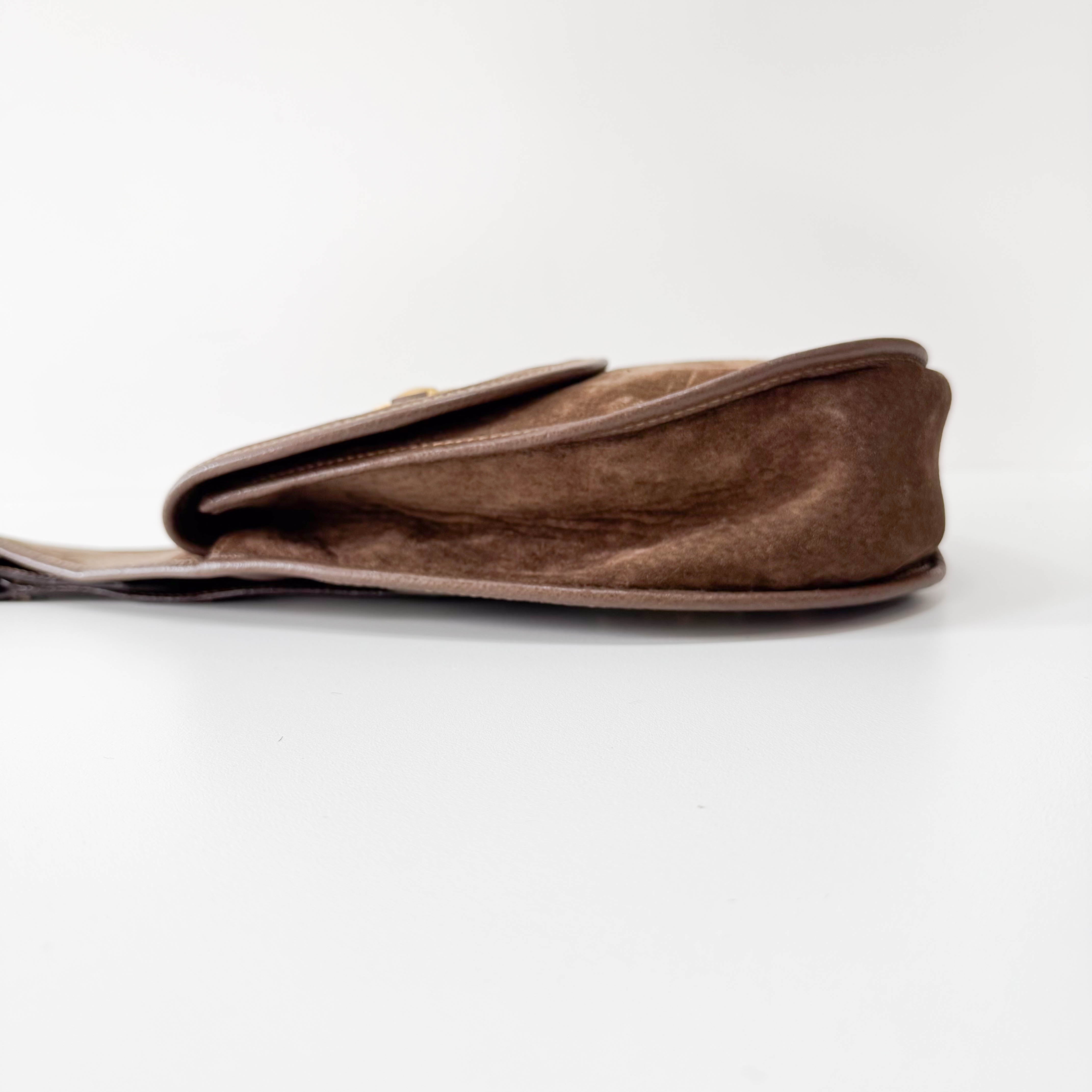 Horsebit Brown Suede Bag