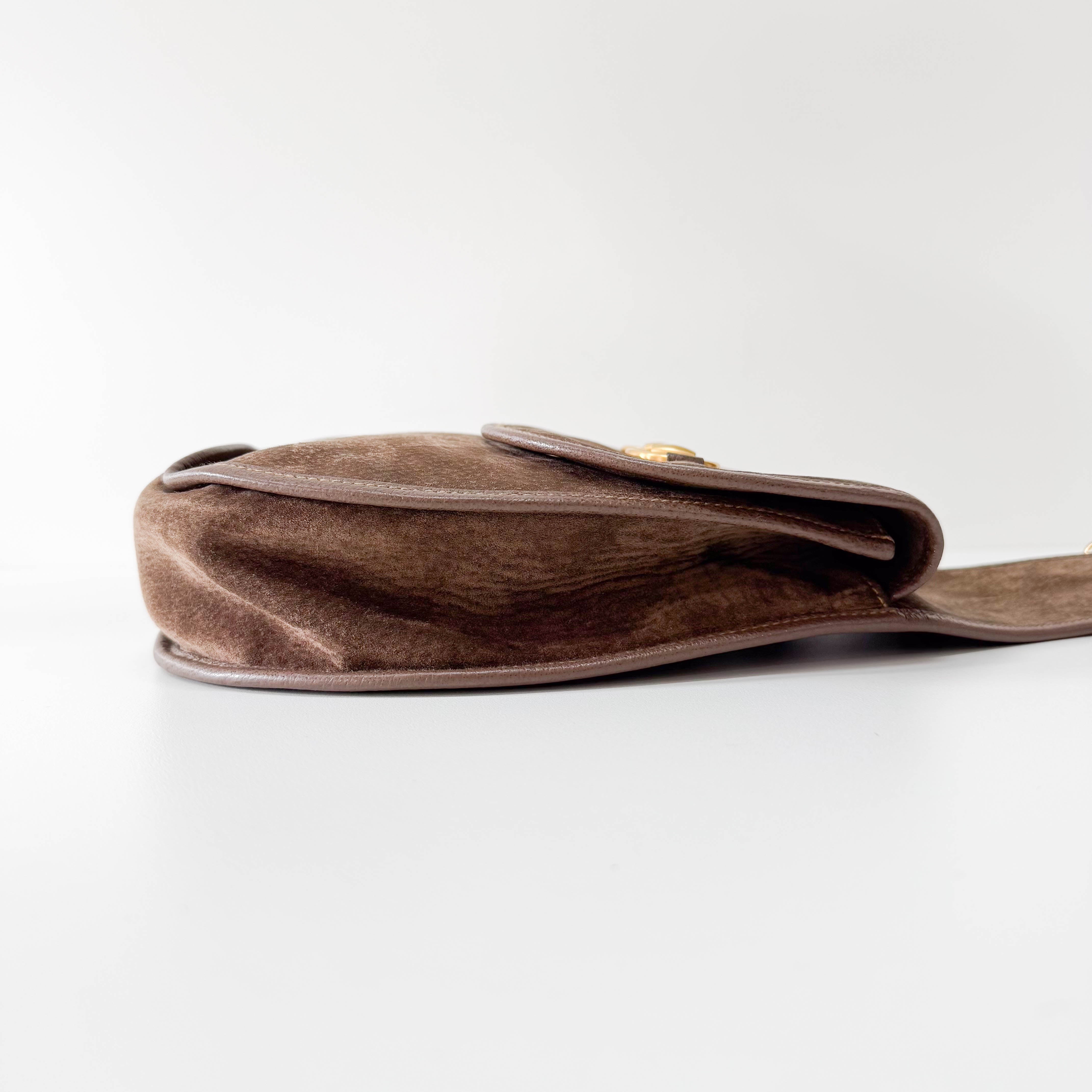 Horsebit Brown Suede Bag