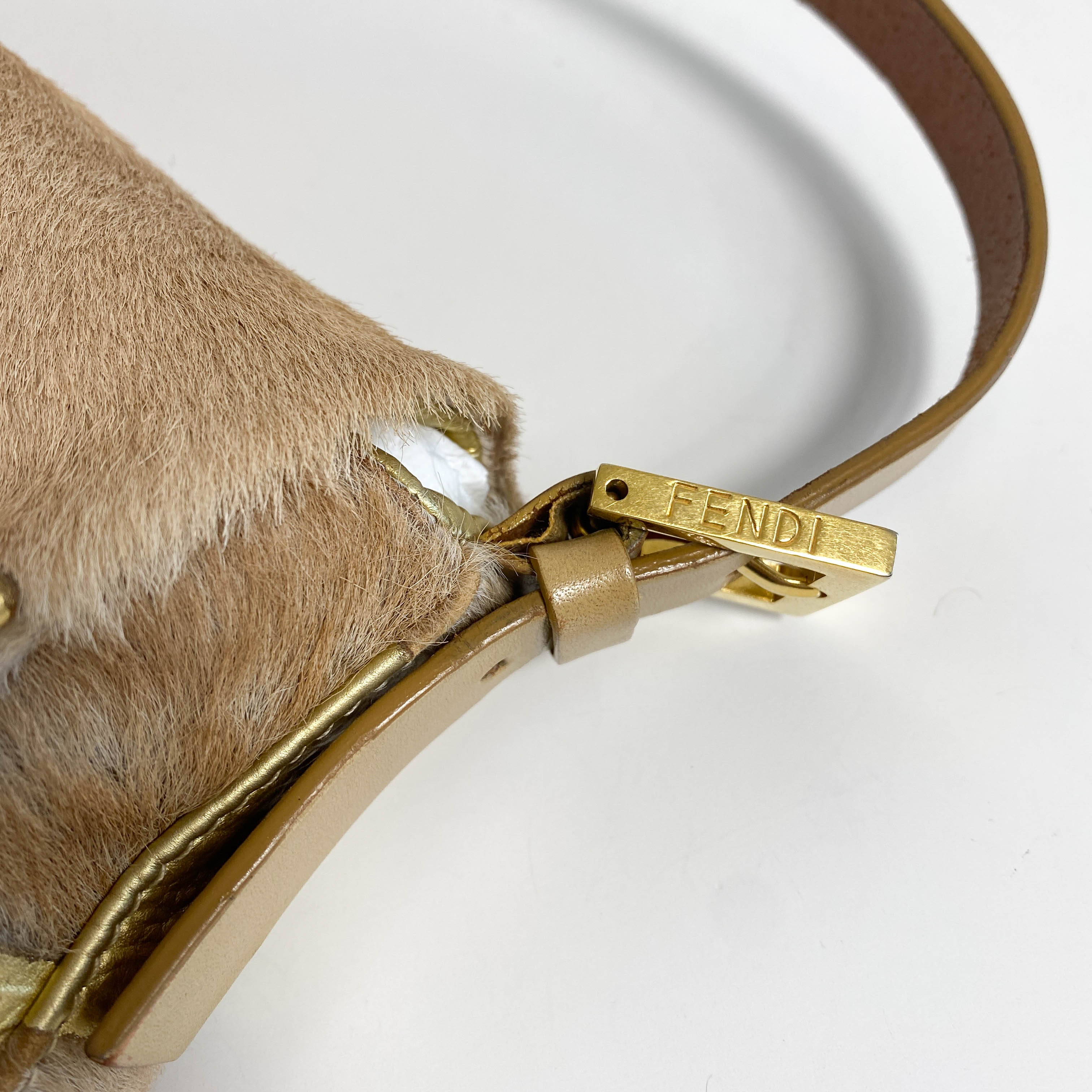 Baguette Pony Hair Gold Shoulder Bag