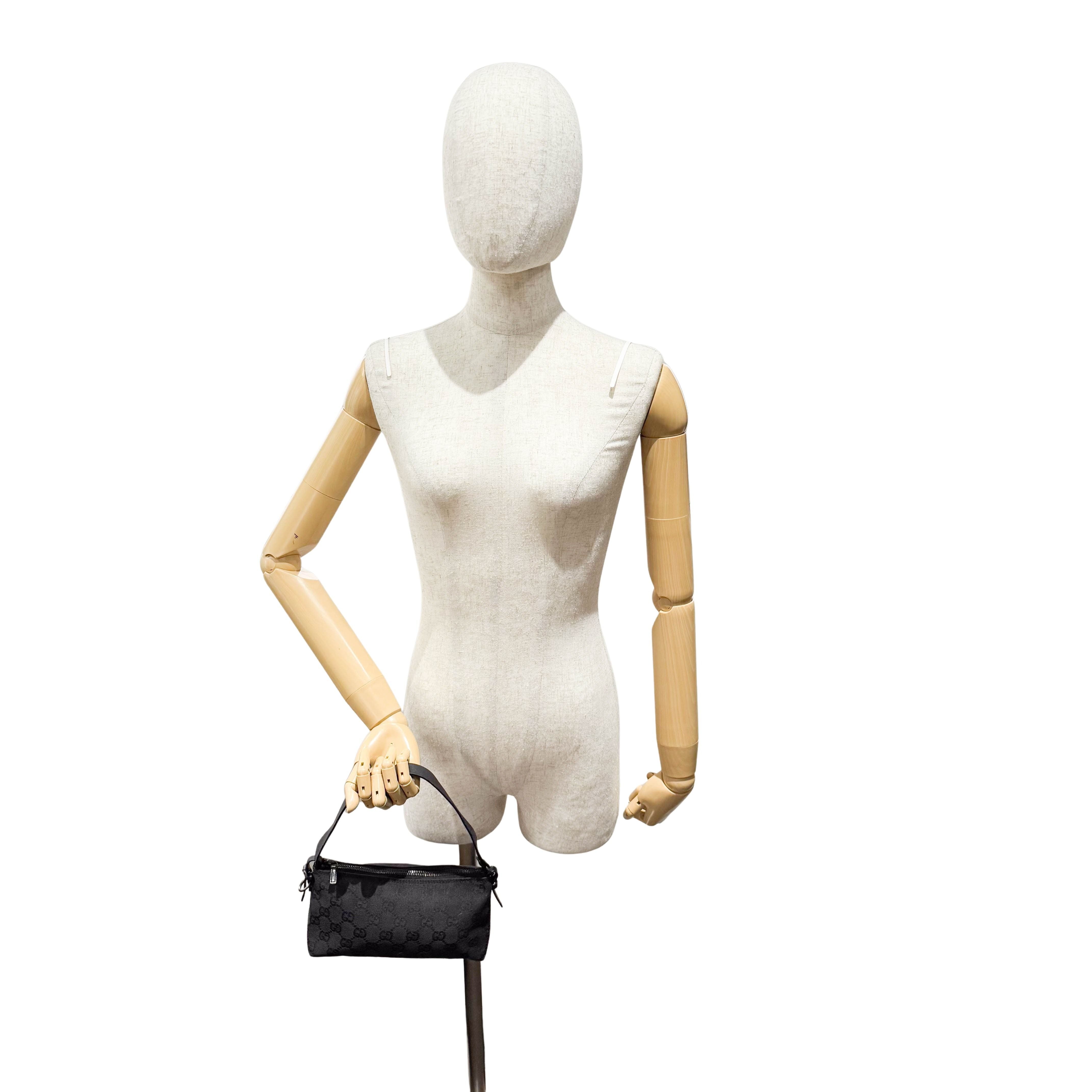 Black GG Canvas Accessory Pouch Shoulder Bag