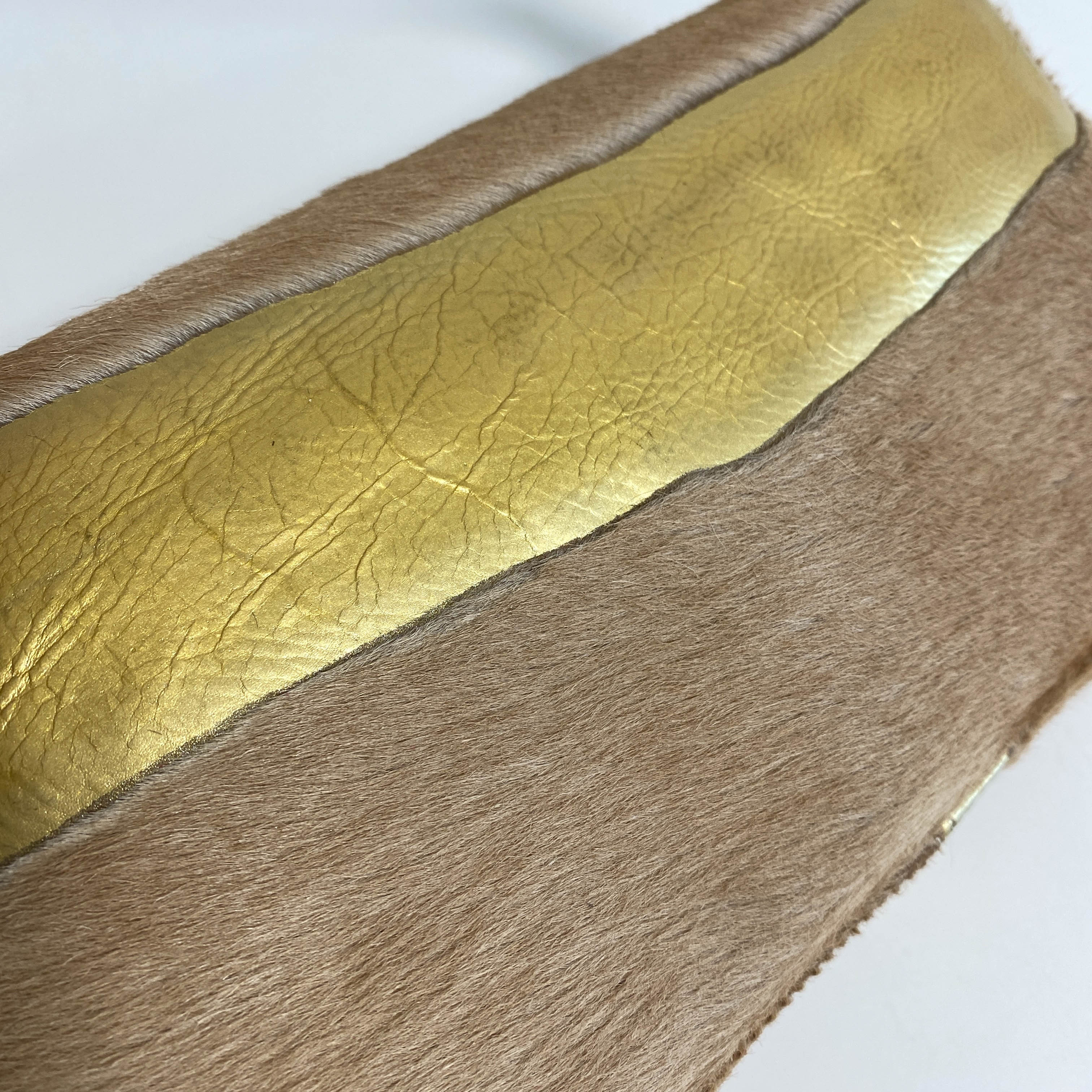 Baguette Pony Hair Gold Shoulder Bag