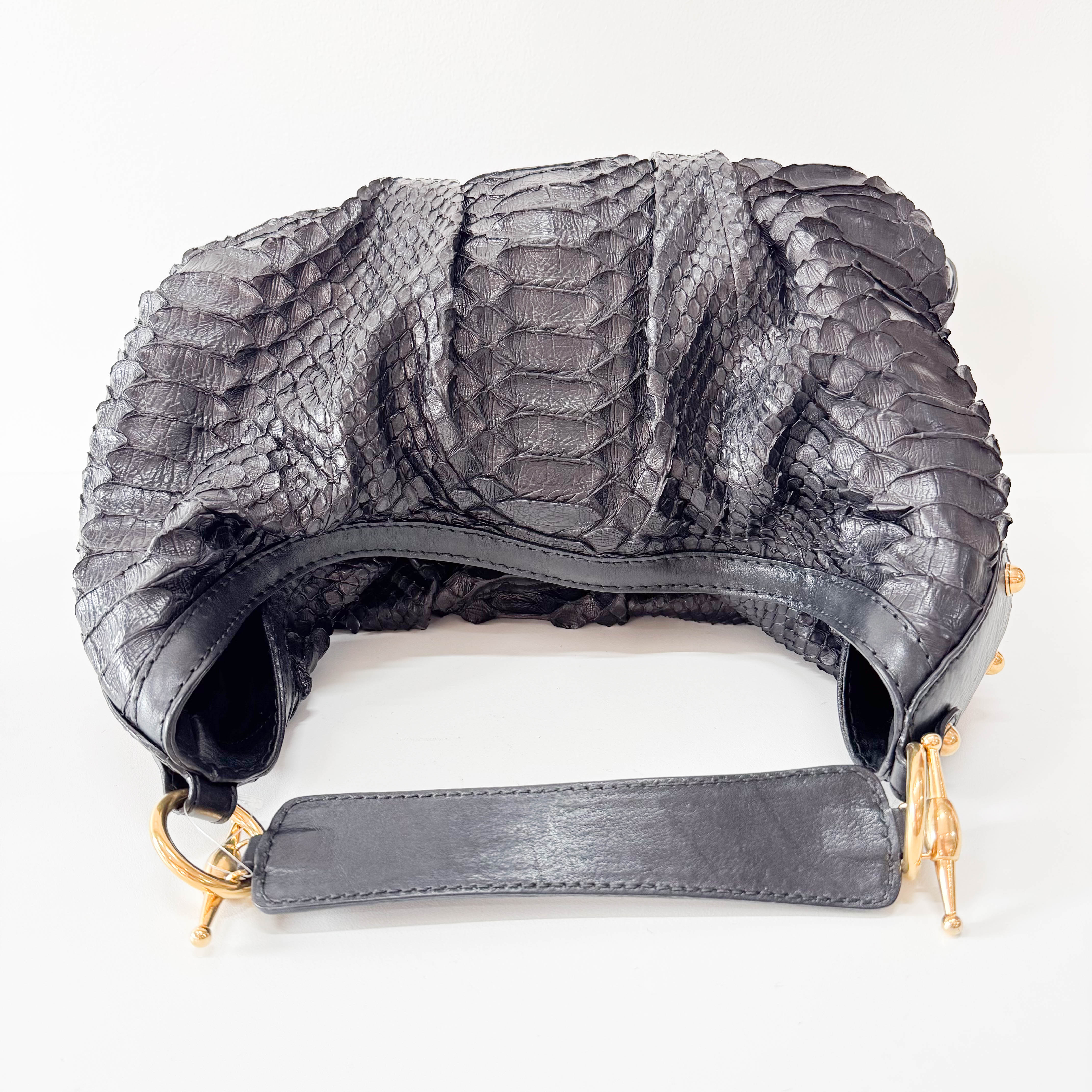 Black Embossed Leather Shoulder Bag