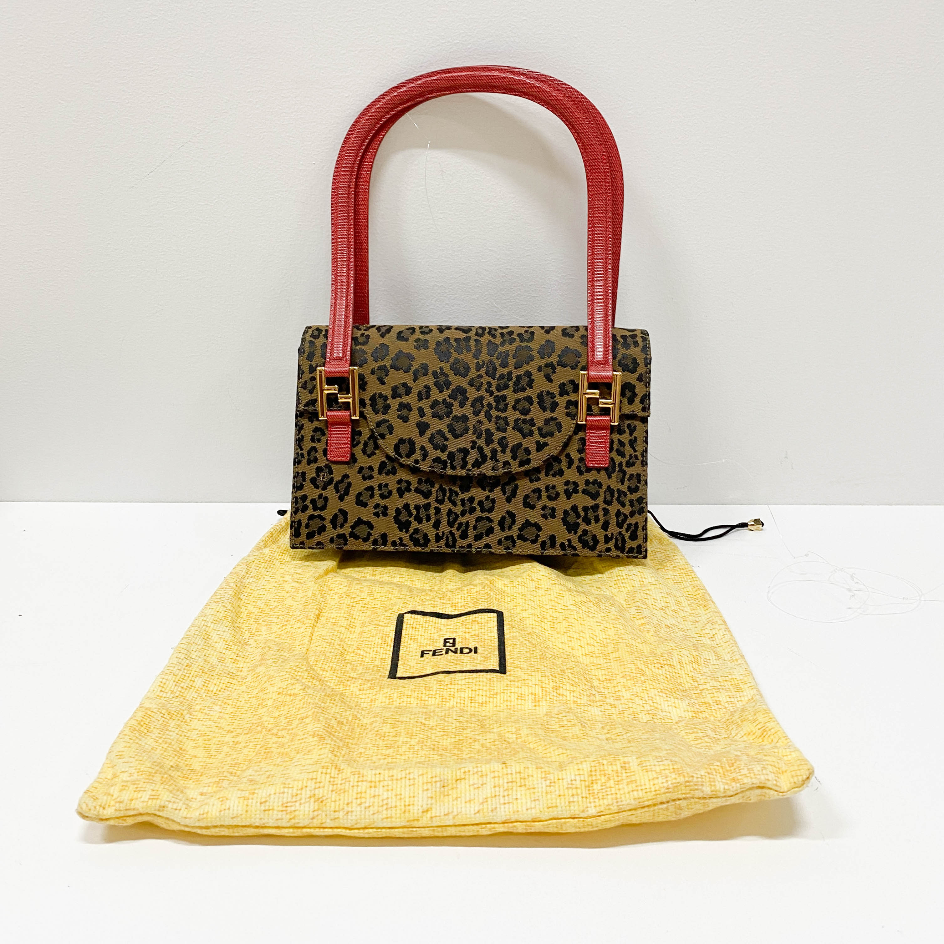Brown Leopard Print Canvas Shoulder Bag