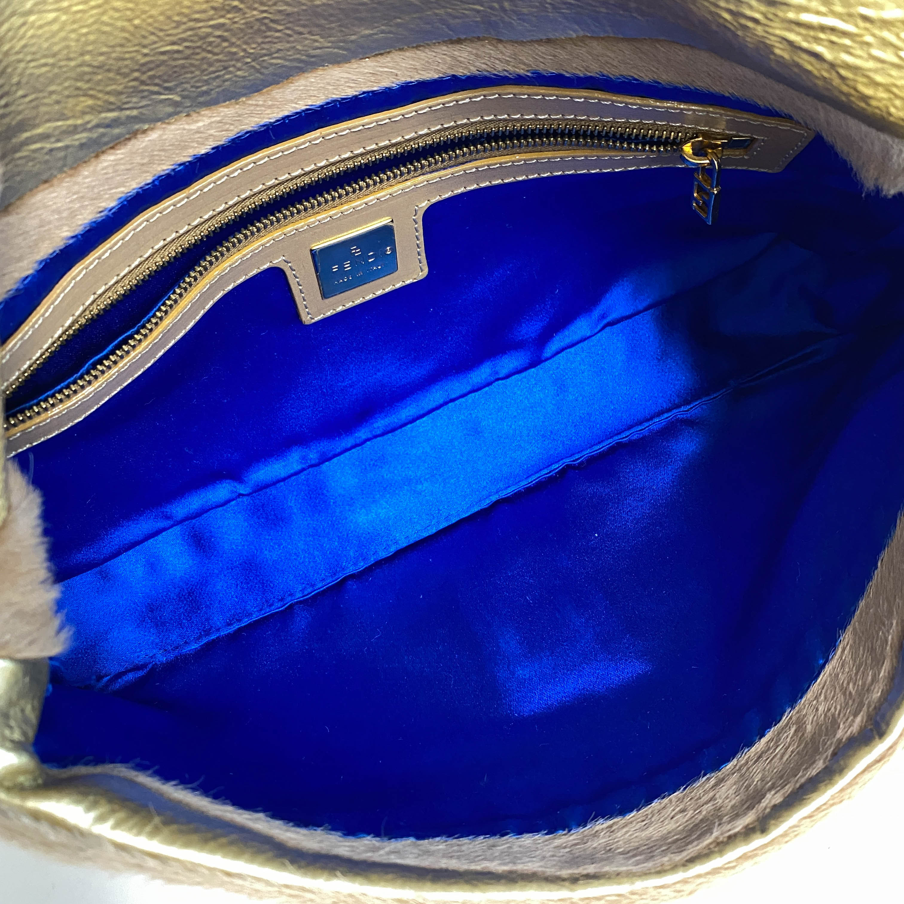 Baguette Pony Hair Gold Shoulder Bag