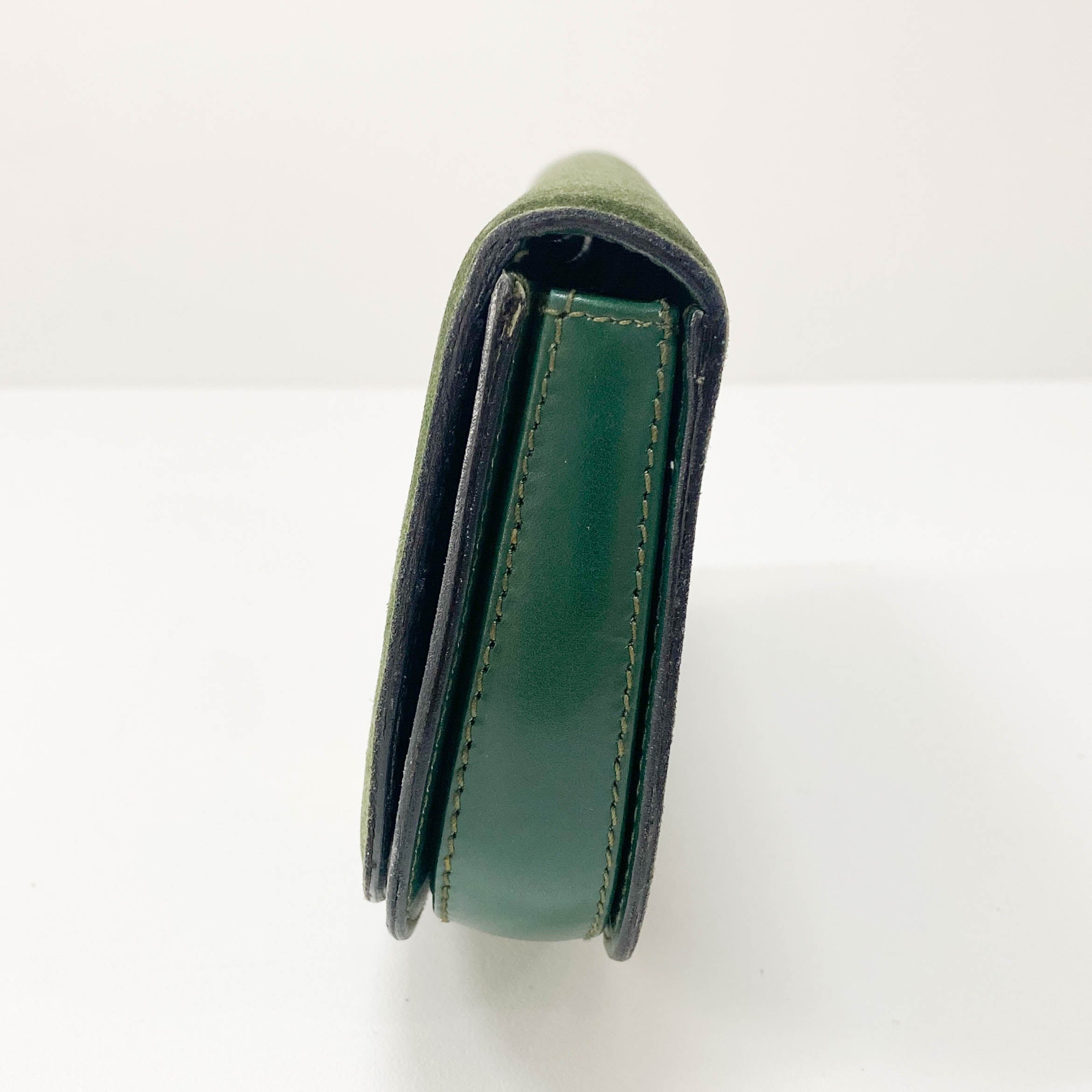 Horsebit Green Suede Clutch Bag