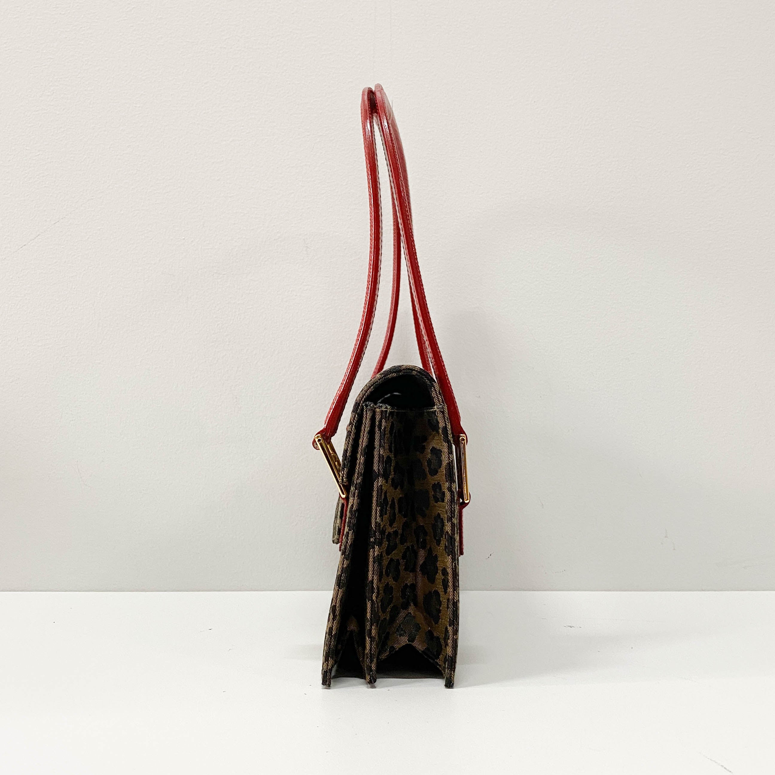 Brown Leopard Print Canvas Shoulder Bag
