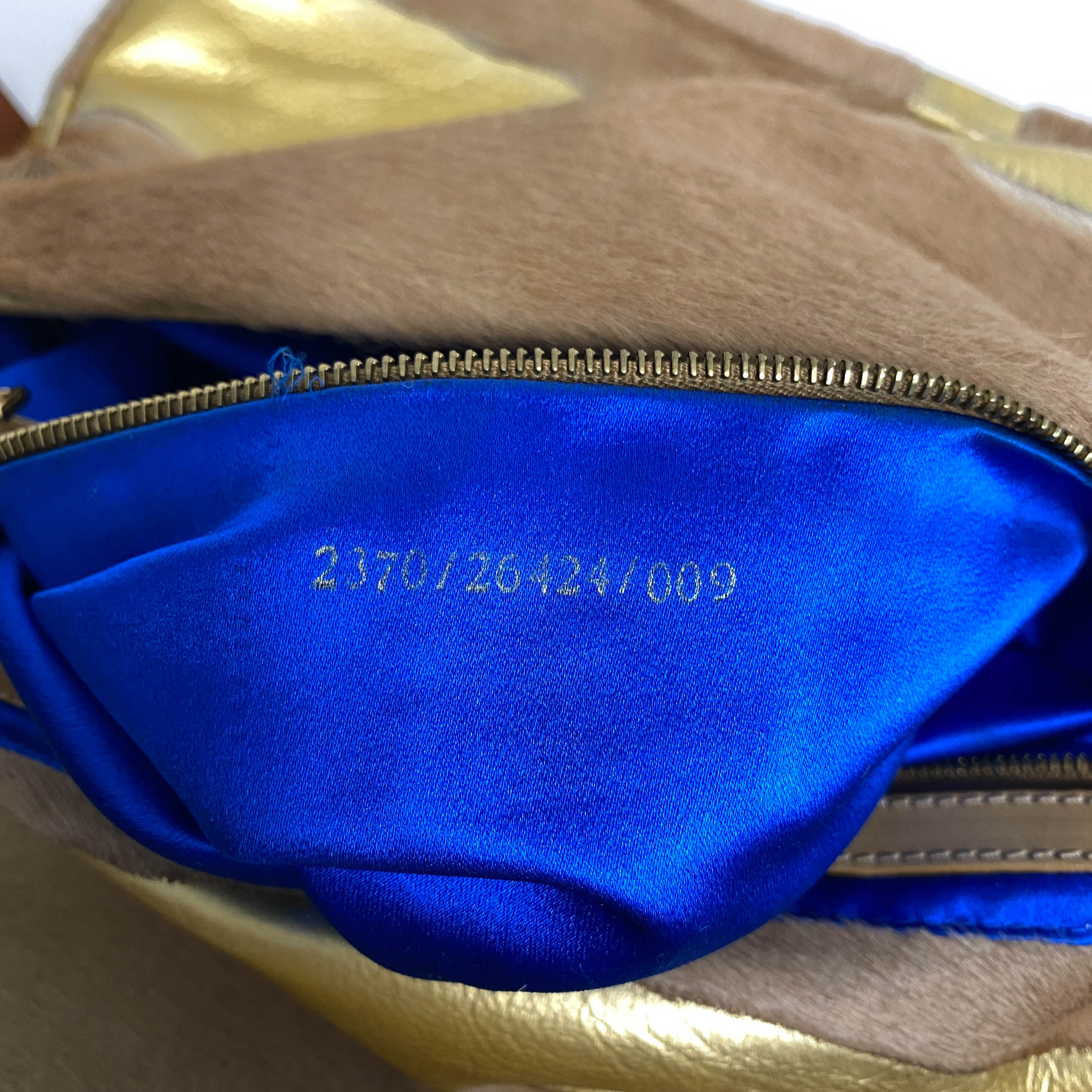 Baguette Pony Hair Gold Shoulder Bag