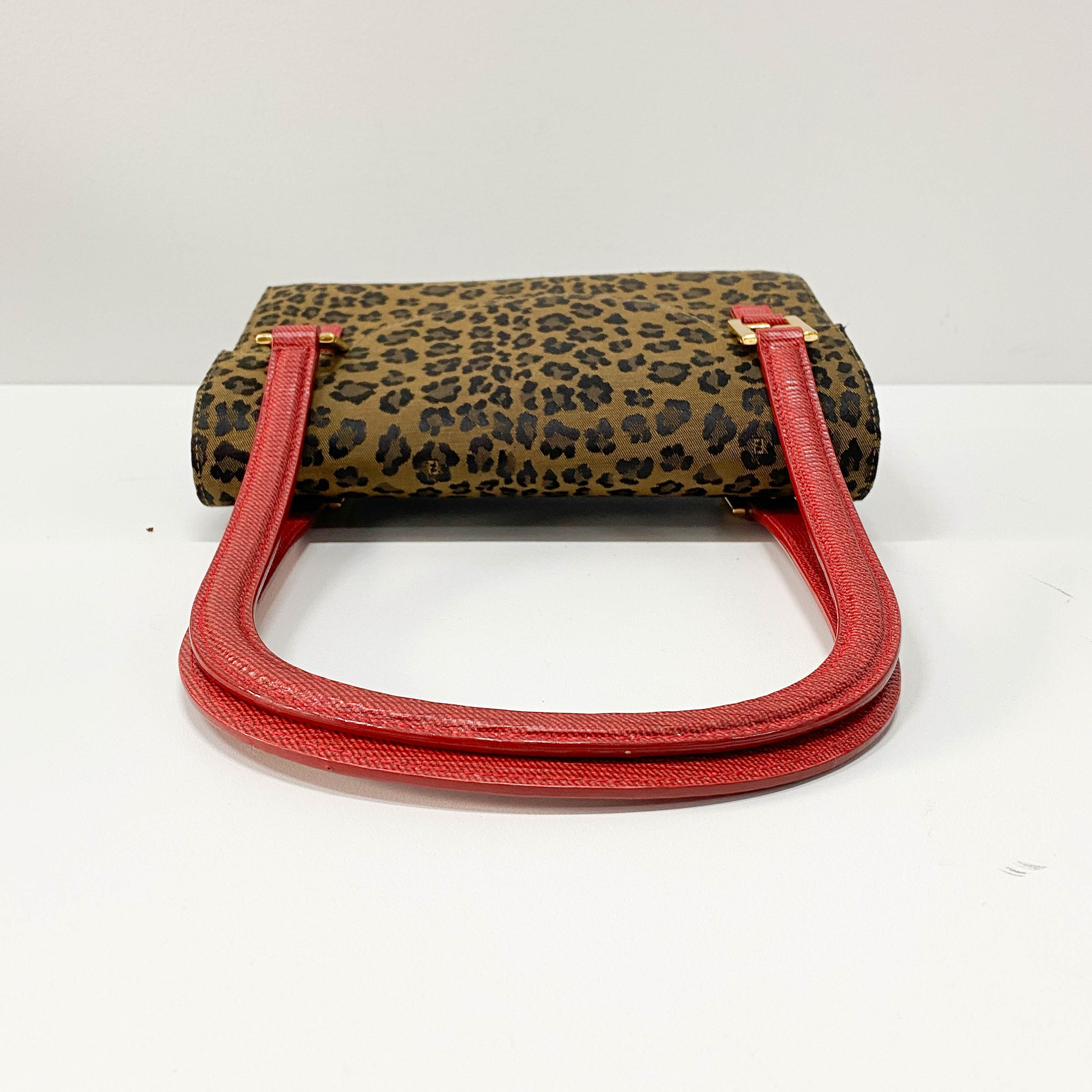 Brown Leopard Print Canvas Shoulder Bag