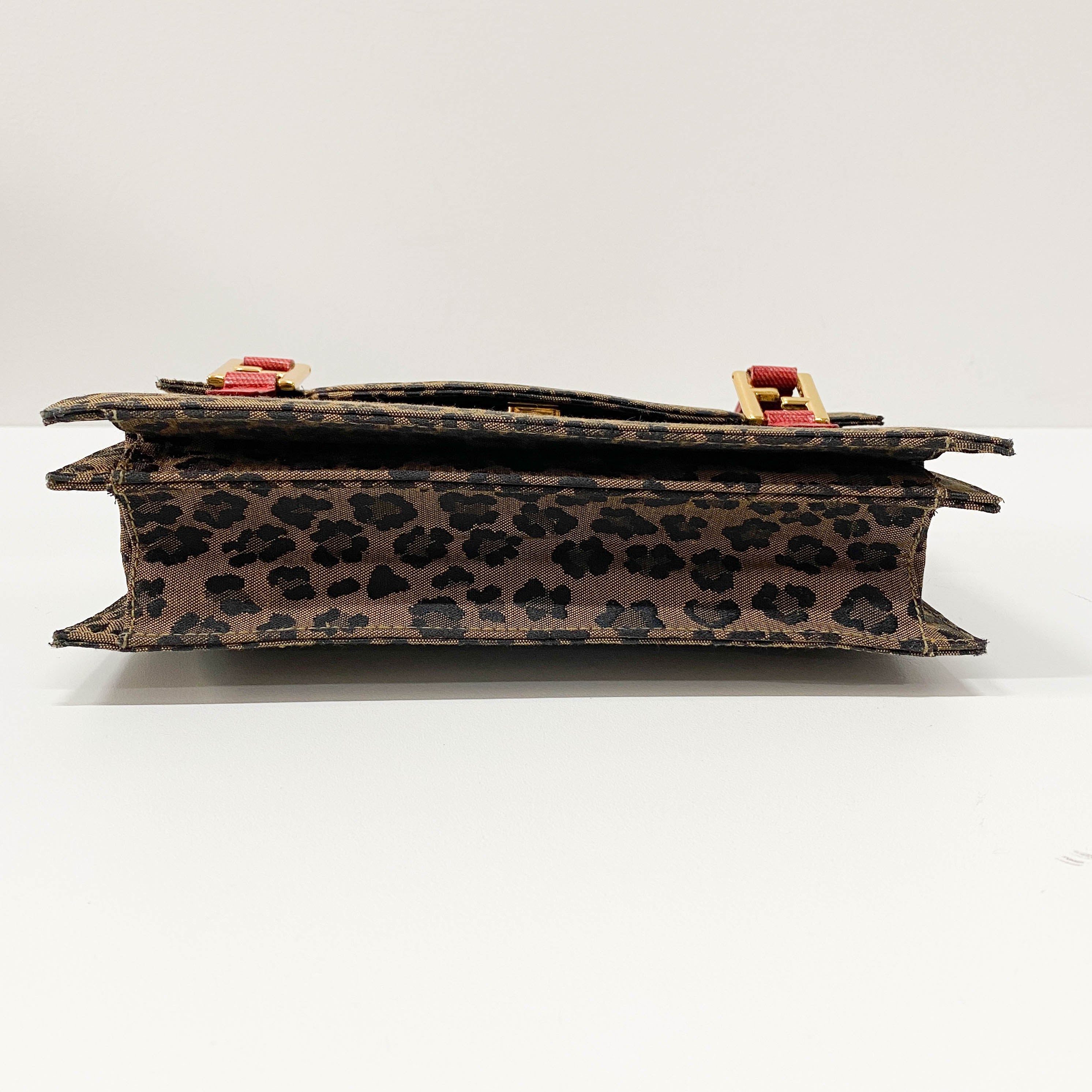 Brown Leopard Print Canvas Shoulder Bag