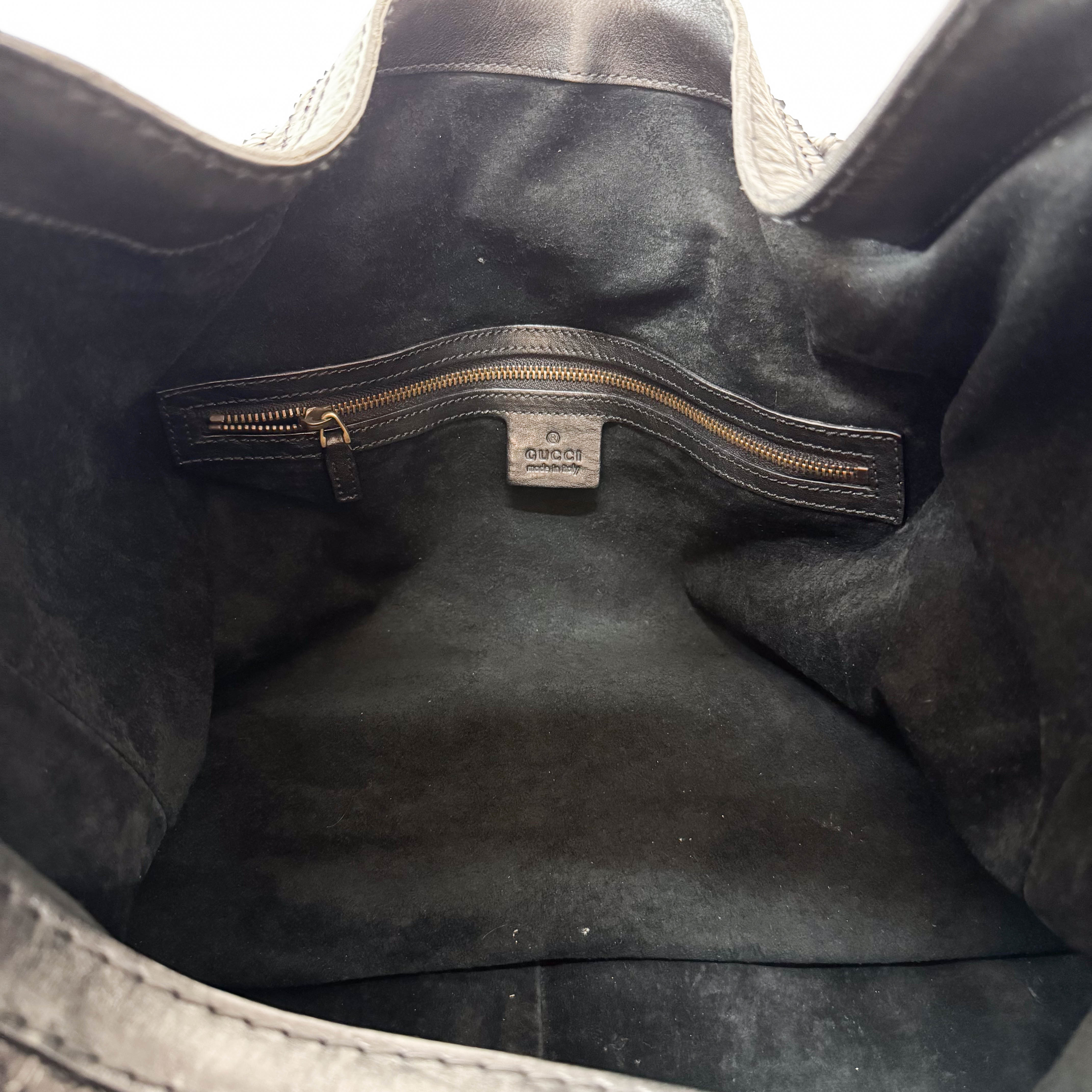 Black Embossed Leather Shoulder Bag