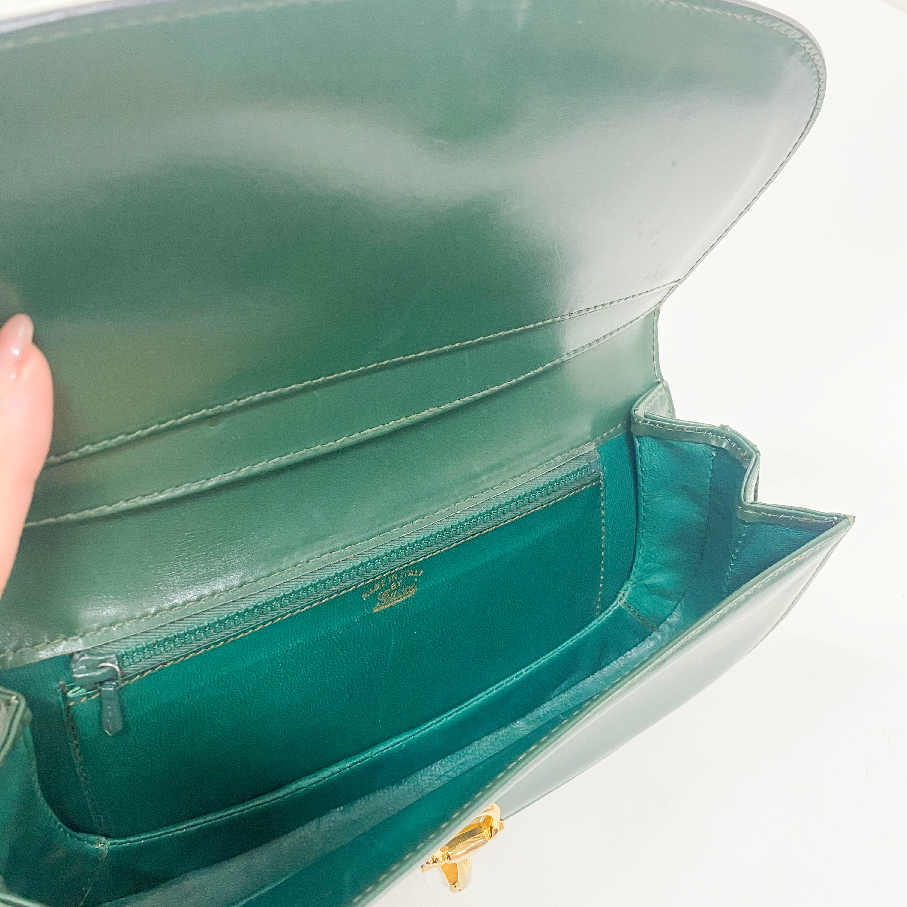 Horsebit Green Suede Clutch Bag