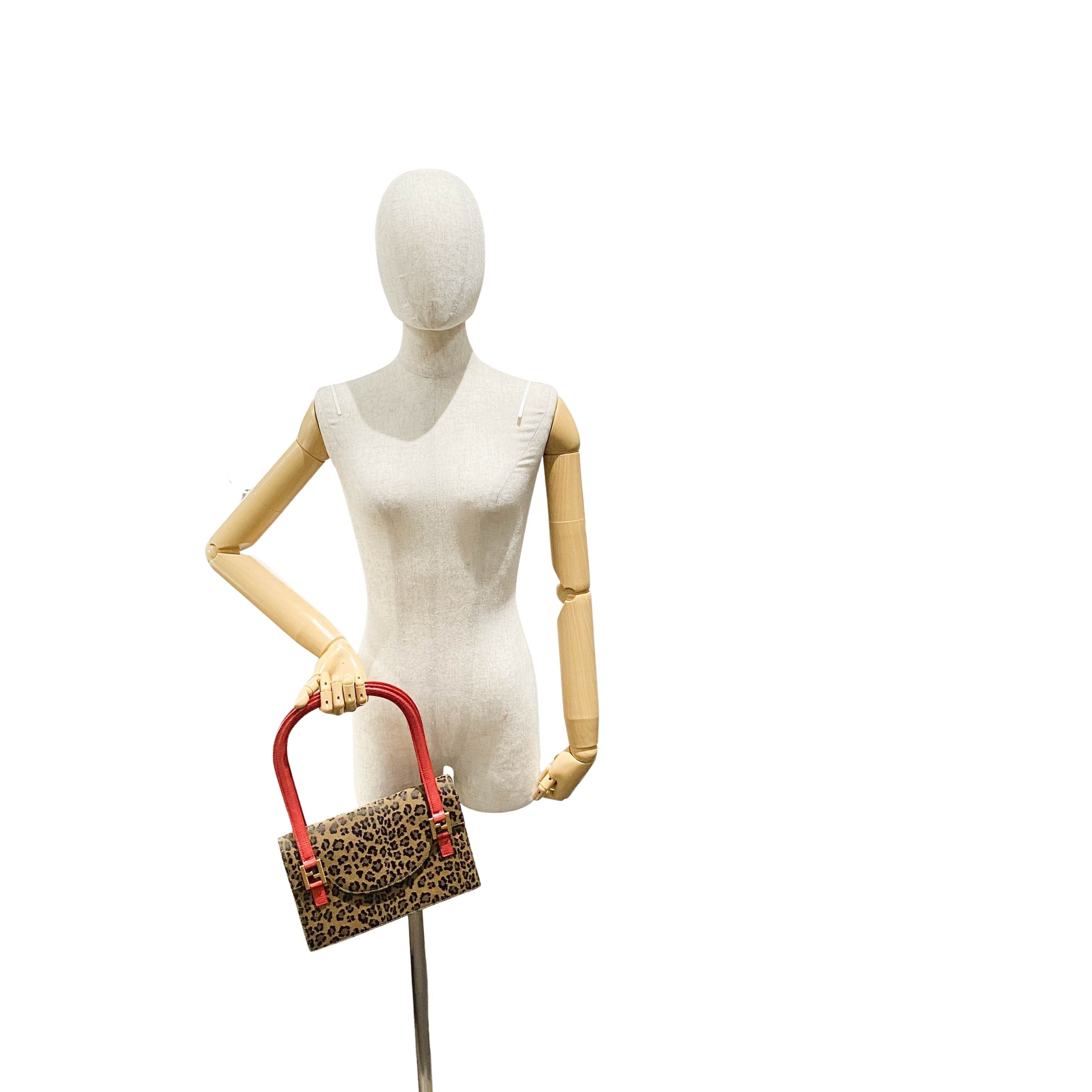 Brown Leopard Print Canvas Shoulder Bag