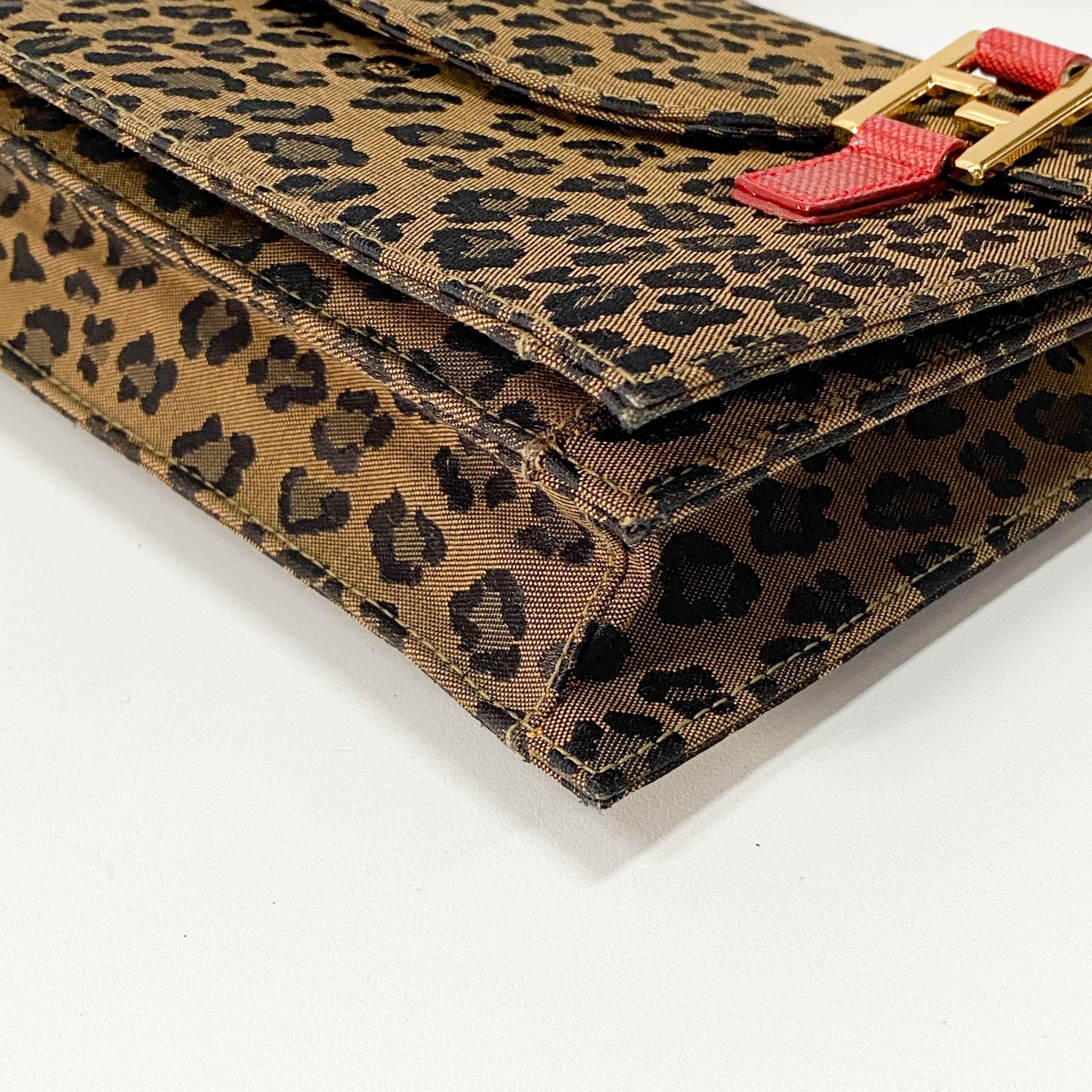 Brown Leopard Print Canvas Shoulder Bag