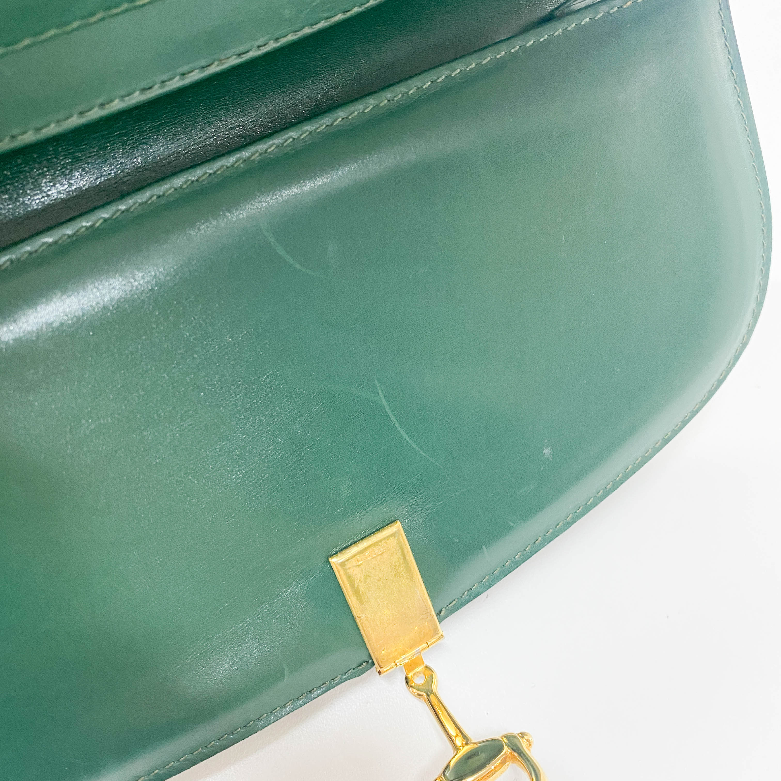 Horsebit Green Suede Clutch Bag