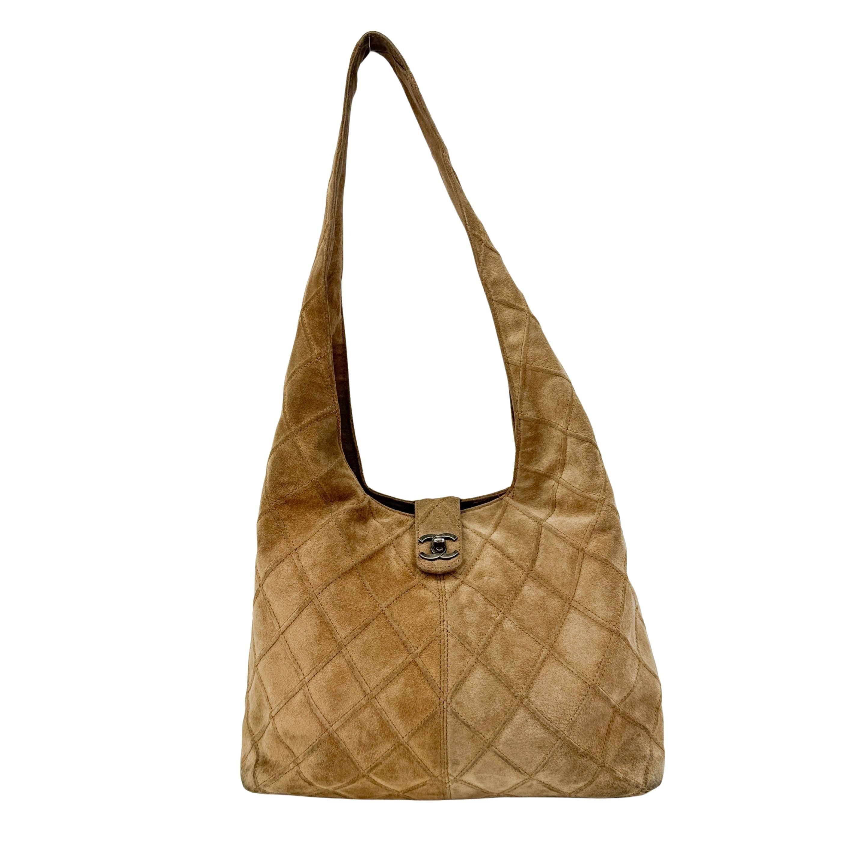 Matelasse Brown Suede Hobo Bag