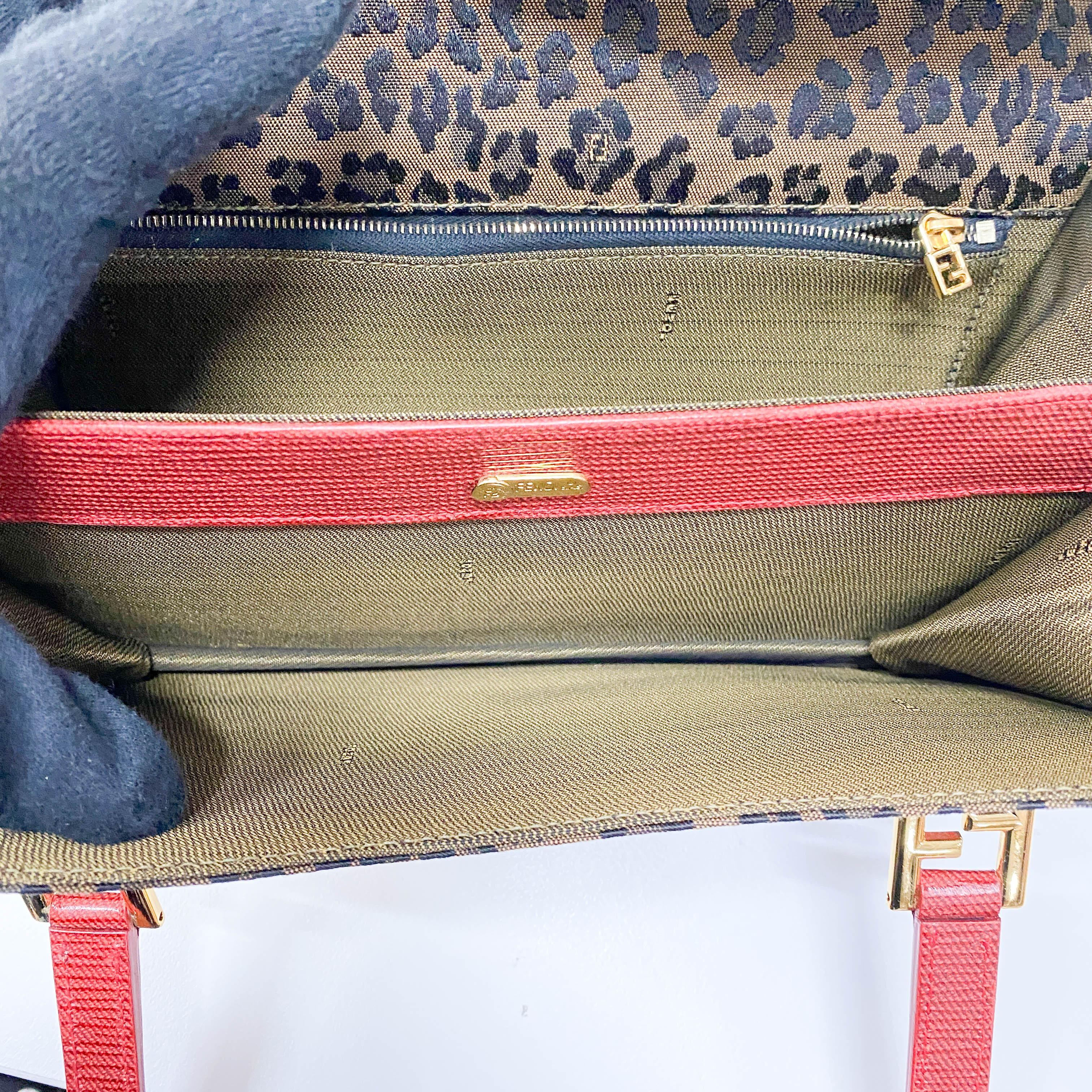 Brown Leopard Print Canvas Shoulder Bag