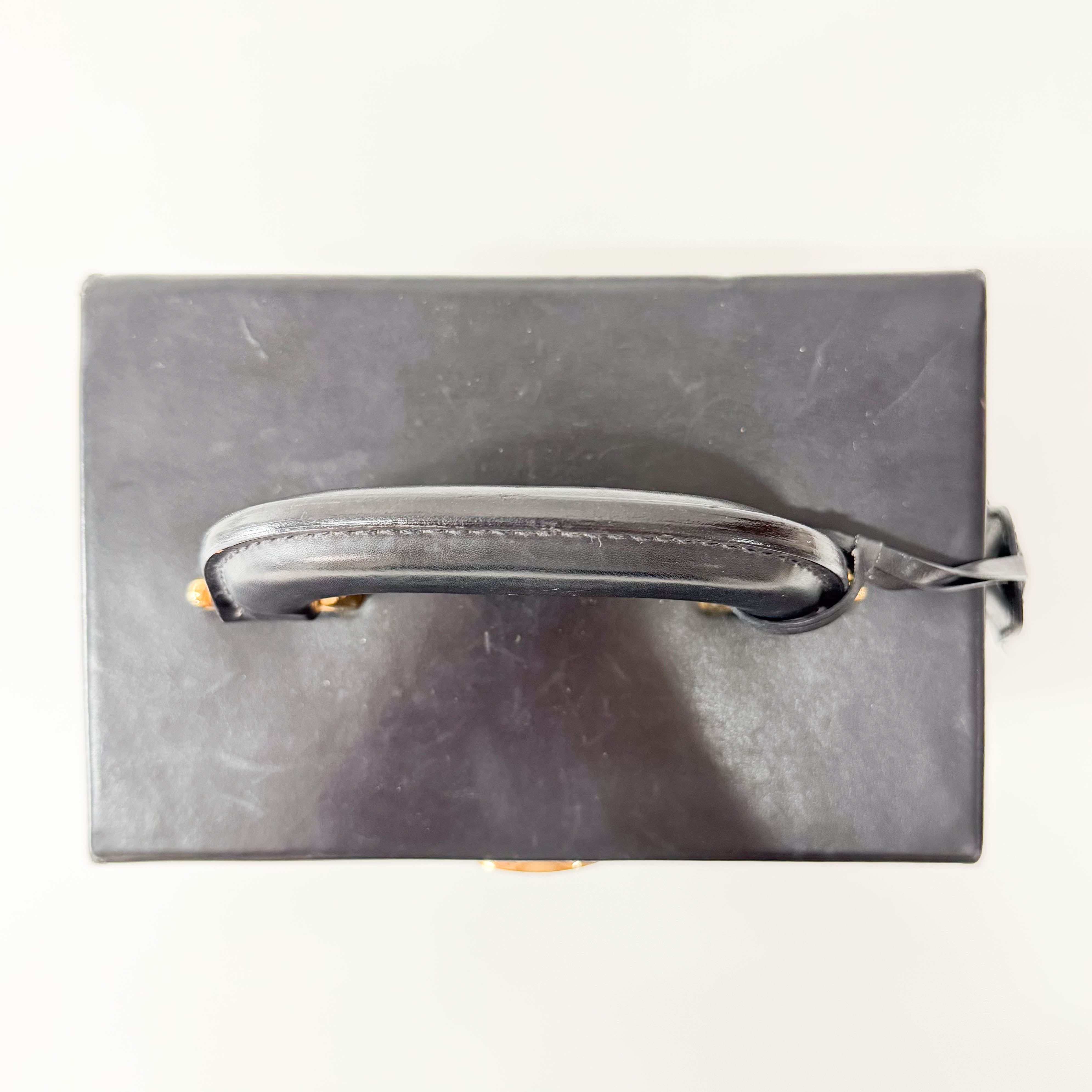 Lady Lock Vanity Case Black Leather Handbag