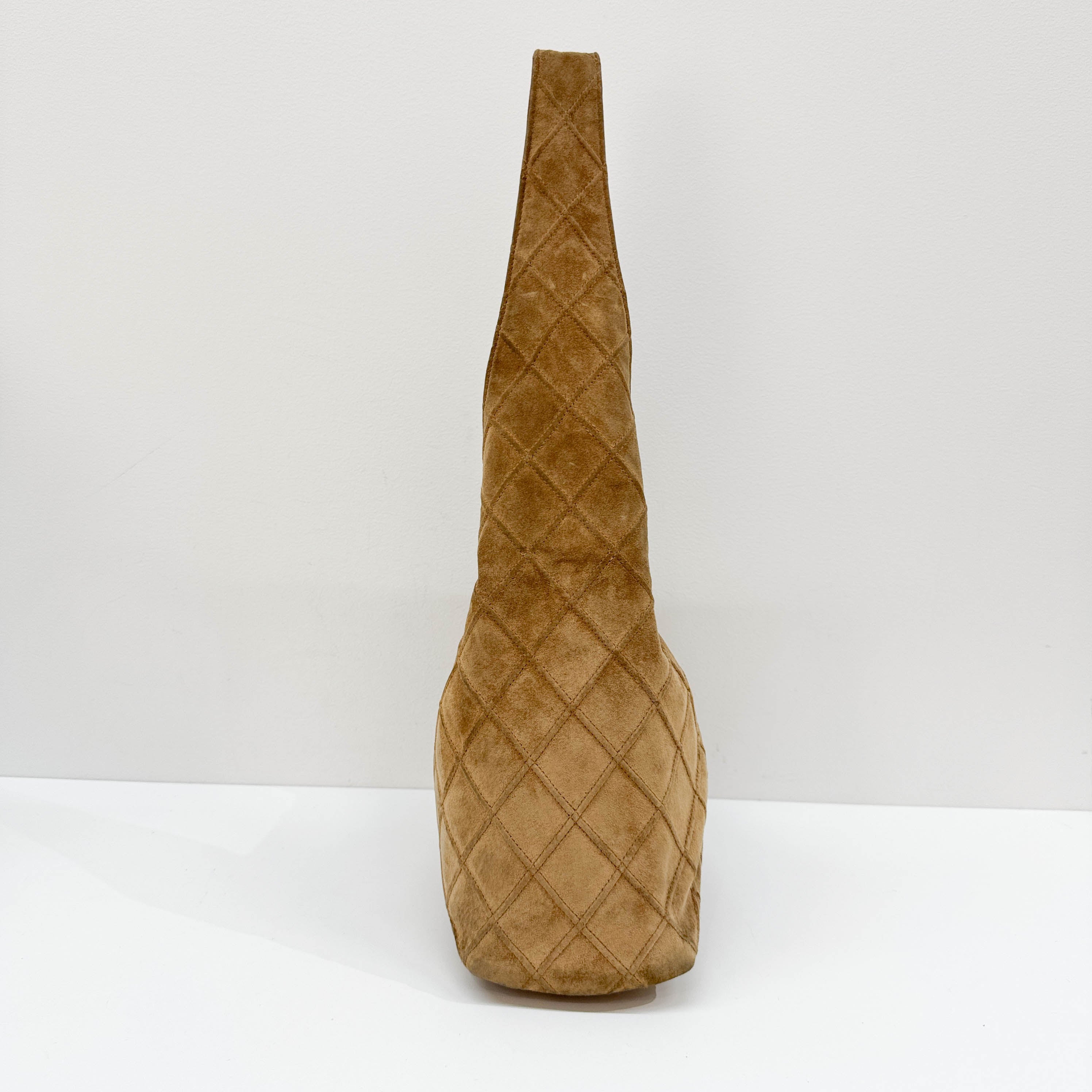 Matelasse Brown Suede Hobo Bag