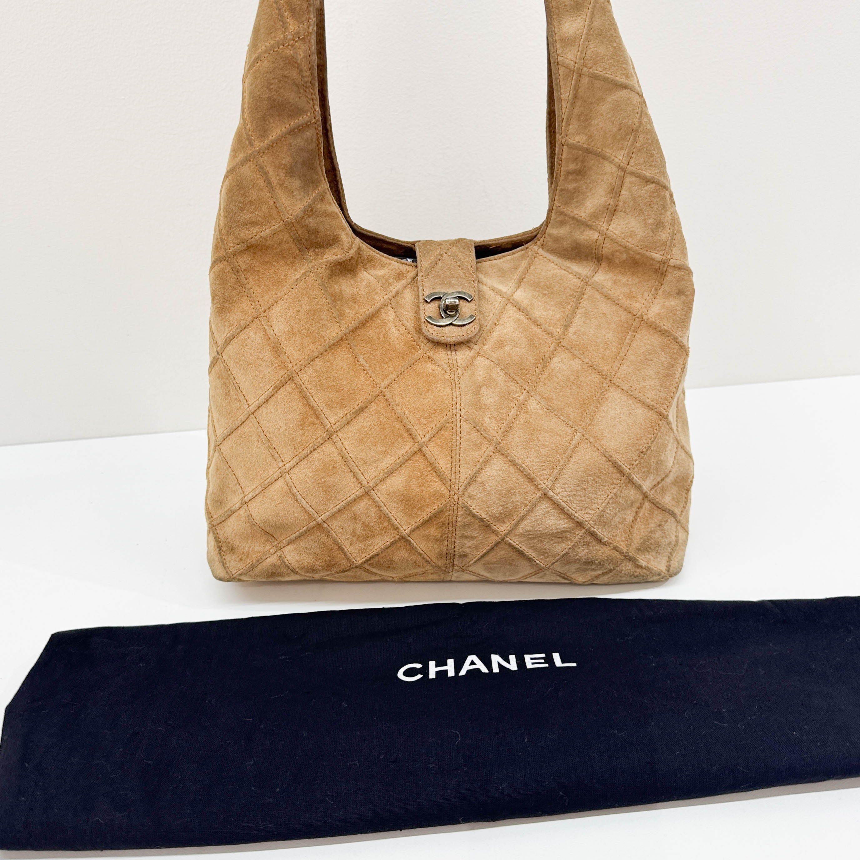 Matelasse Brown Suede Hobo Bag