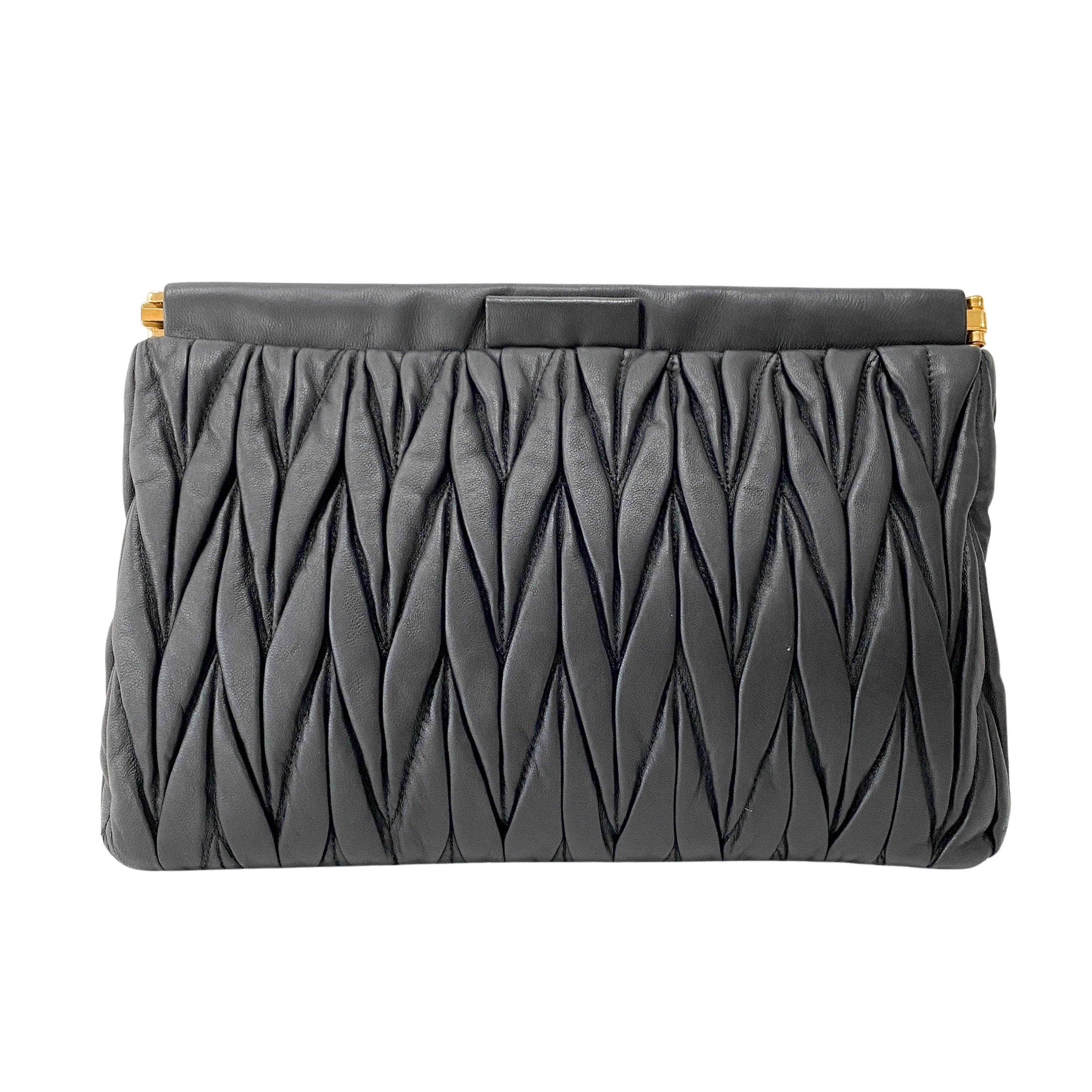 Black Leather Clutch Bag