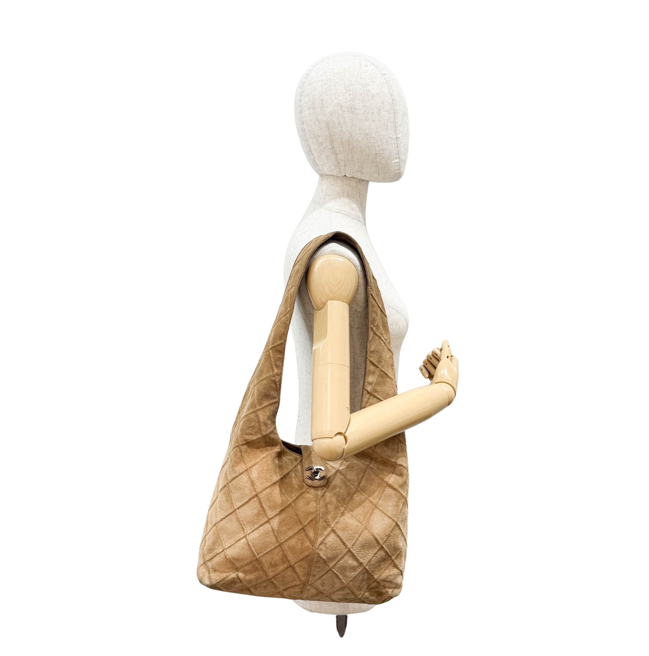 Matelasse Brown Suede Hobo Bag