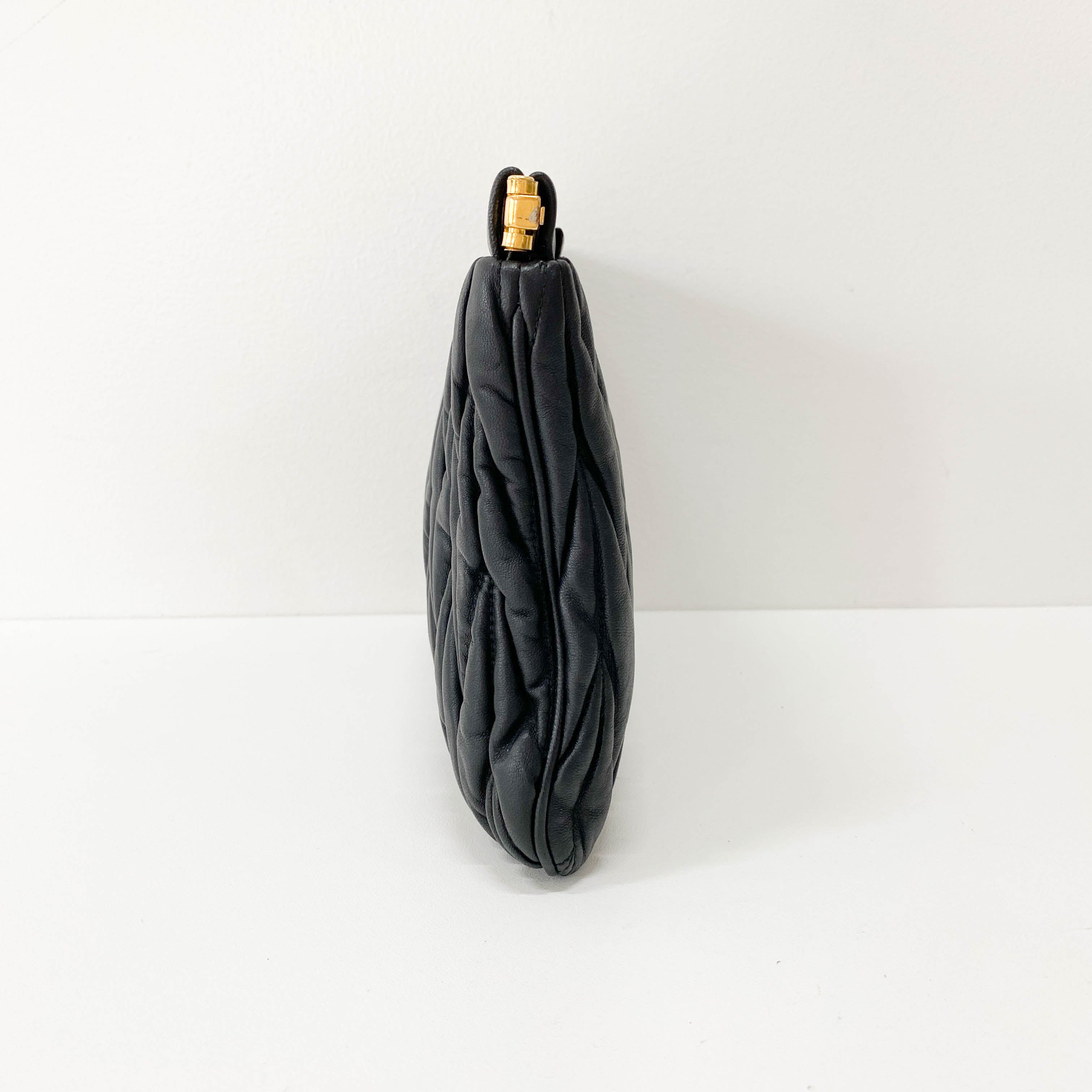 Black Leather Clutch Bag