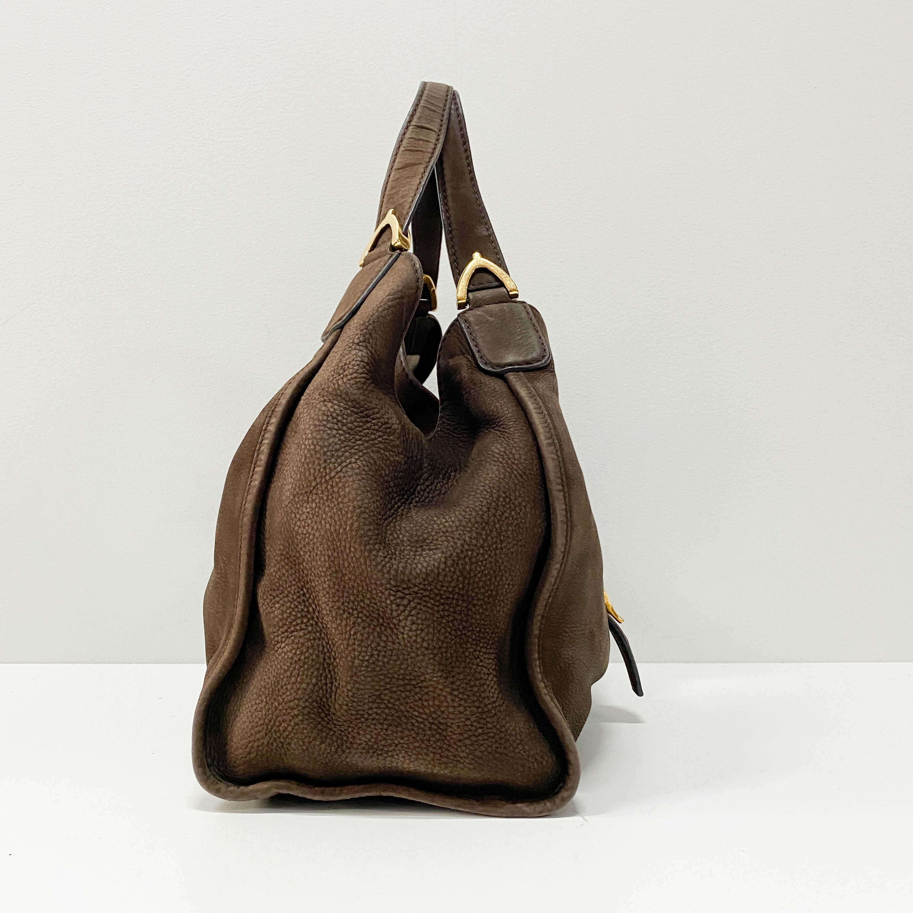Stirrup Brown Leather Hand Bag