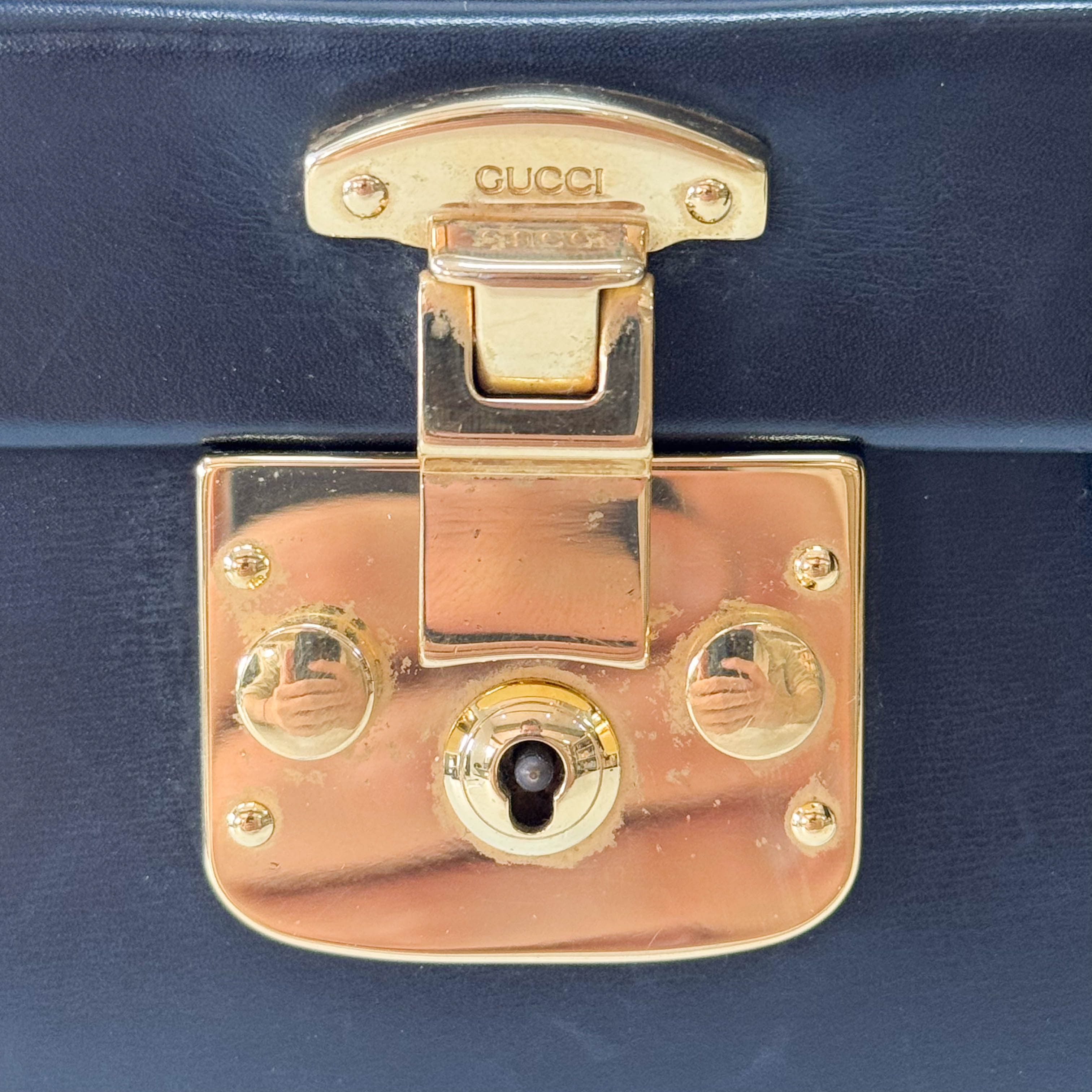 Lady Lock Vanity Case Black Leather Handbag