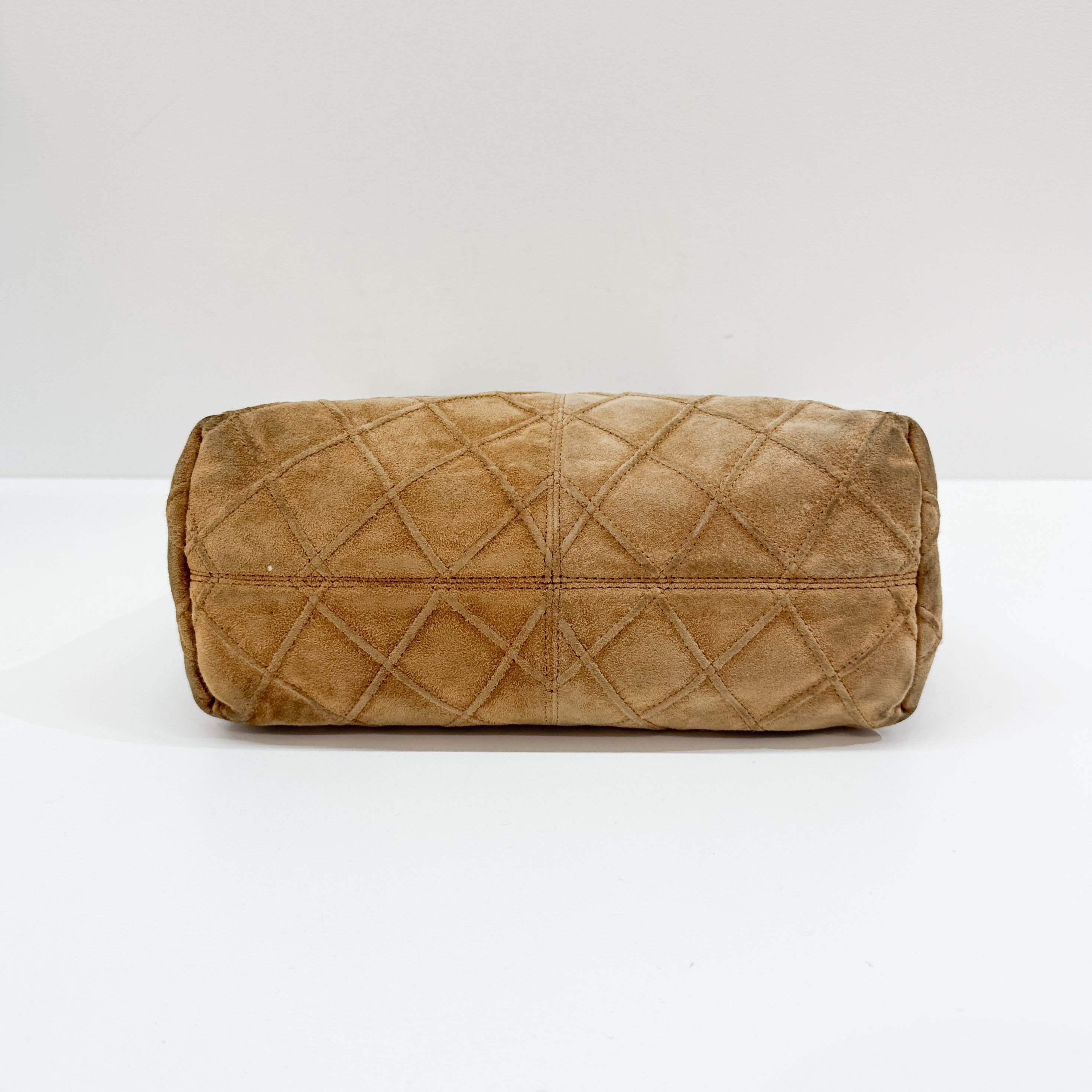 Matelasse Brown Suede Hobo Bag