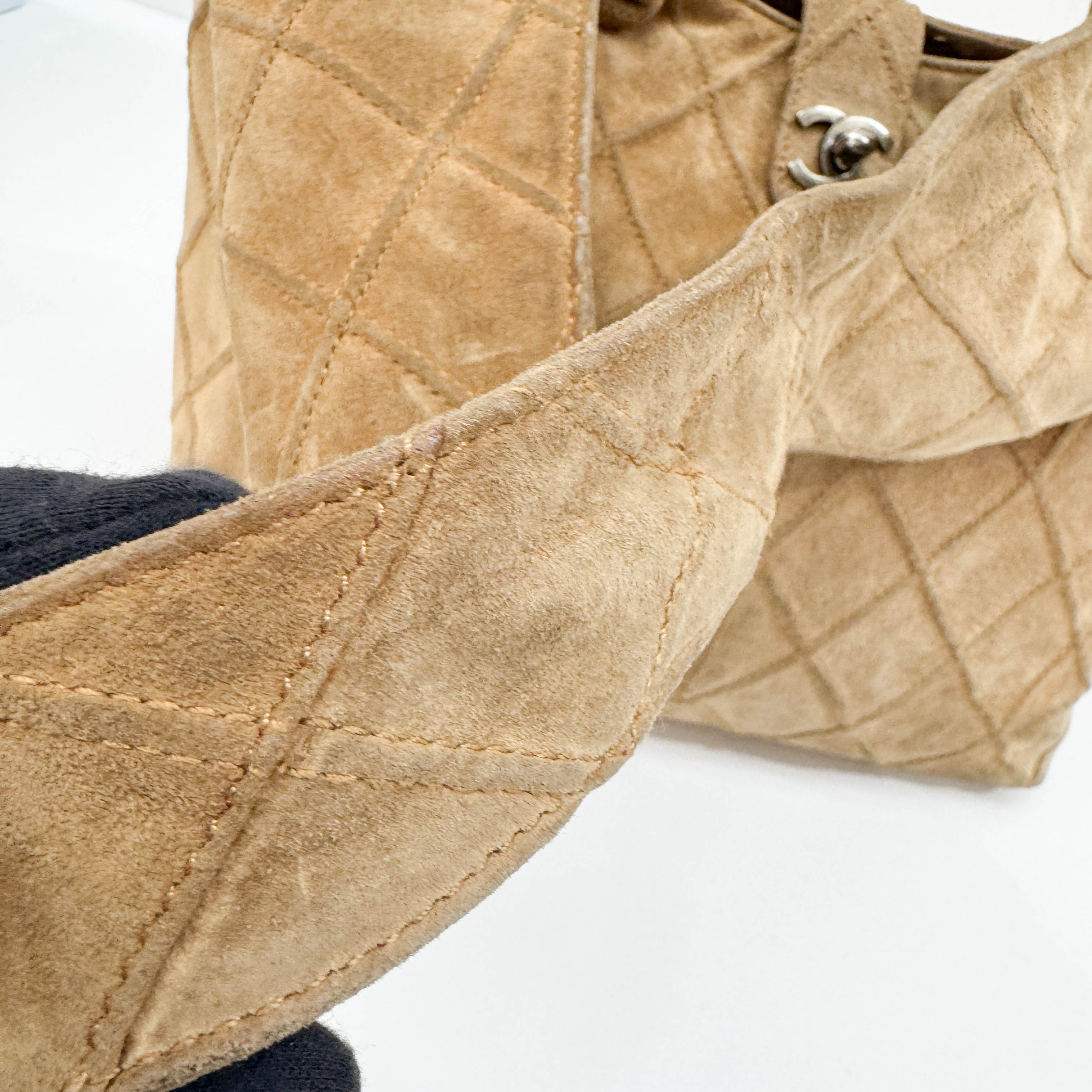 Matelasse Brown Suede Hobo Bag