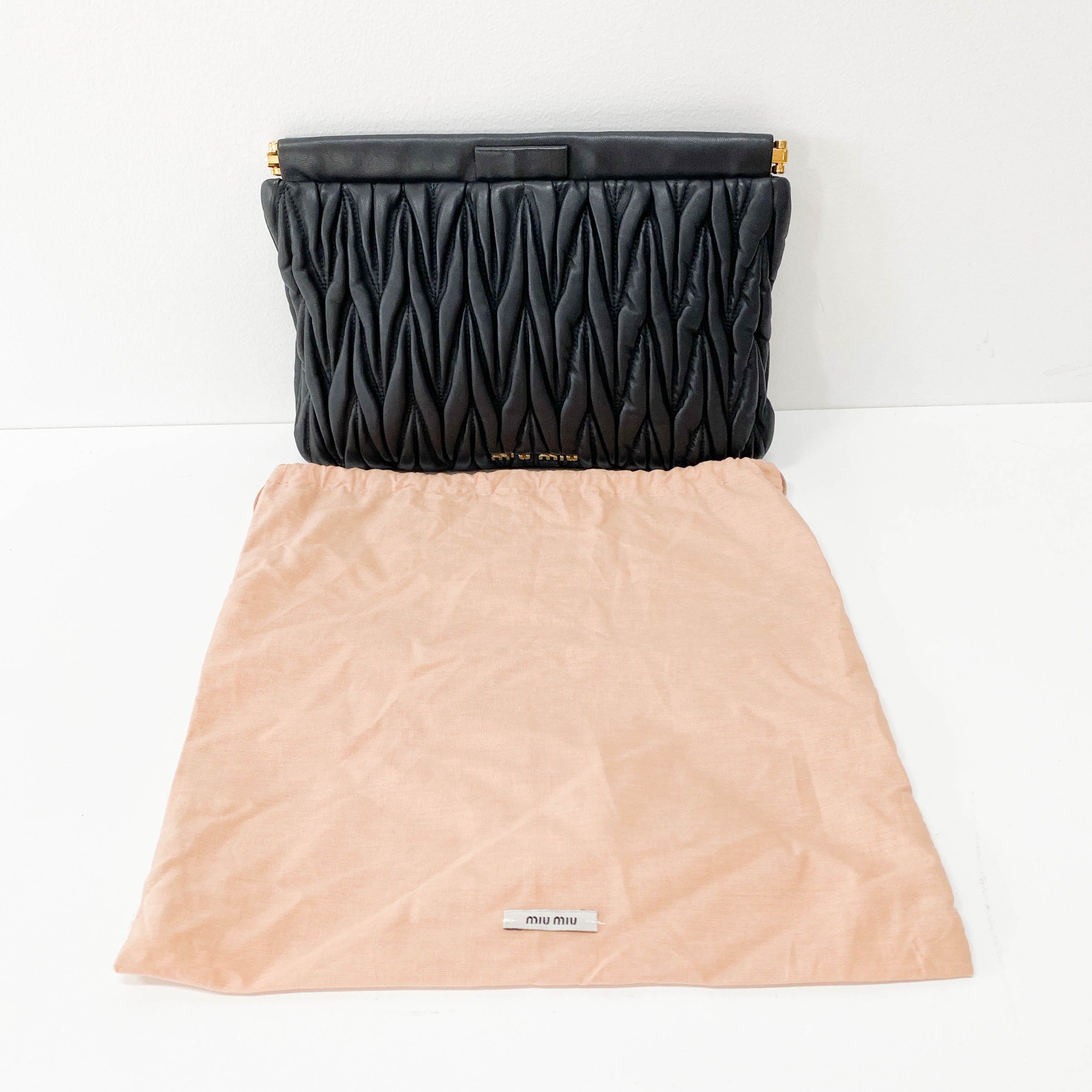 Black Leather Clutch Bag