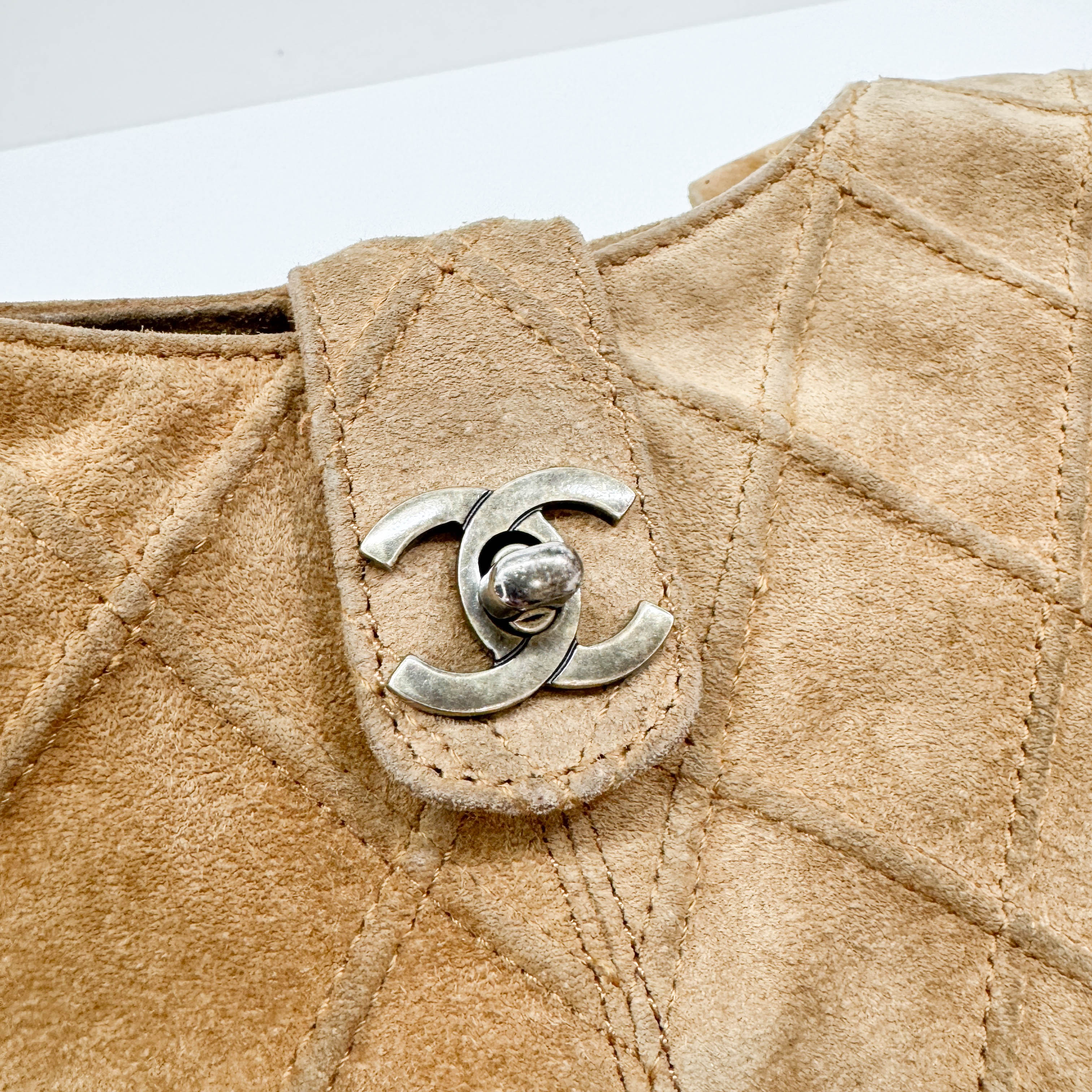 Matelasse Brown Suede Hobo Bag