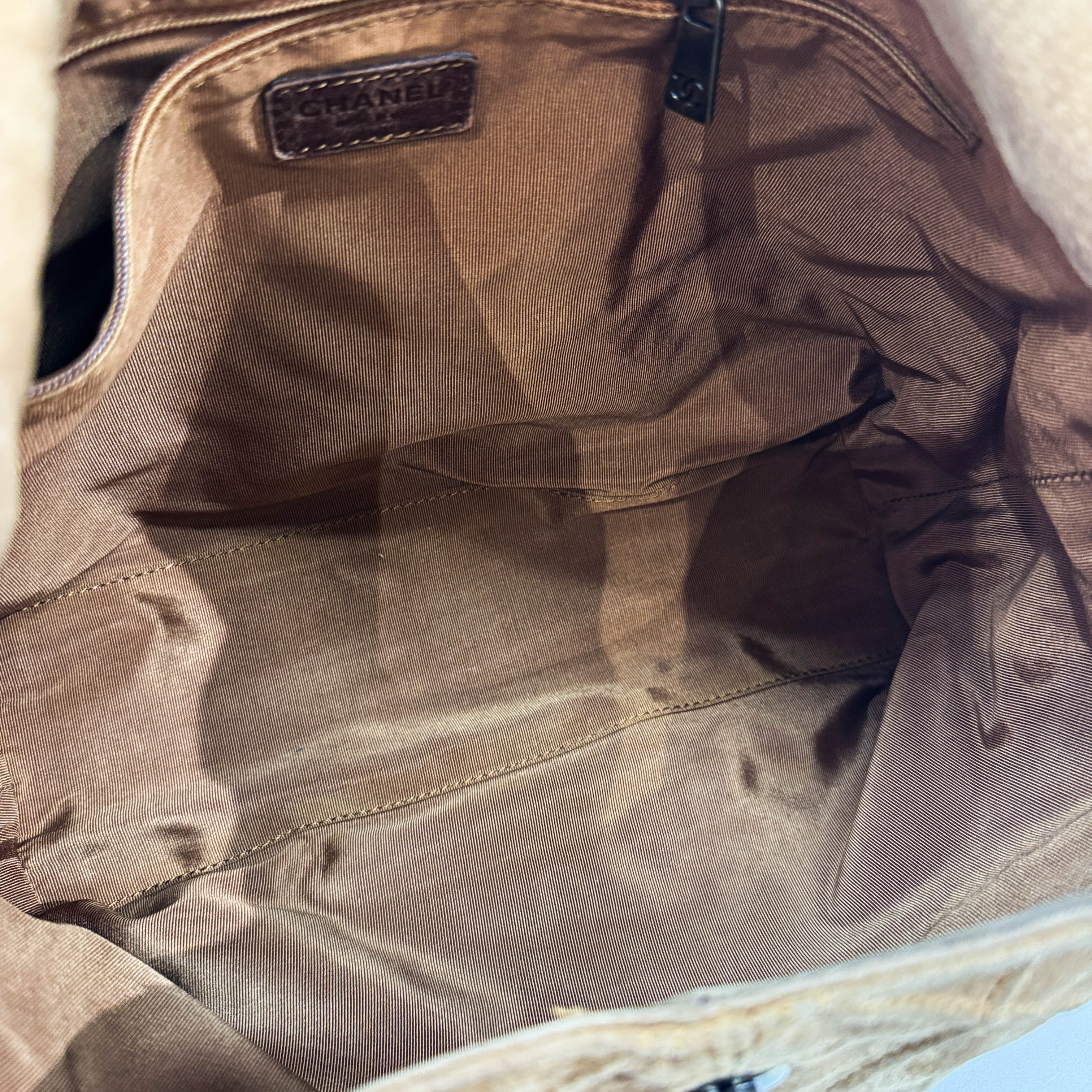 Matelasse Brown Suede Hobo Bag