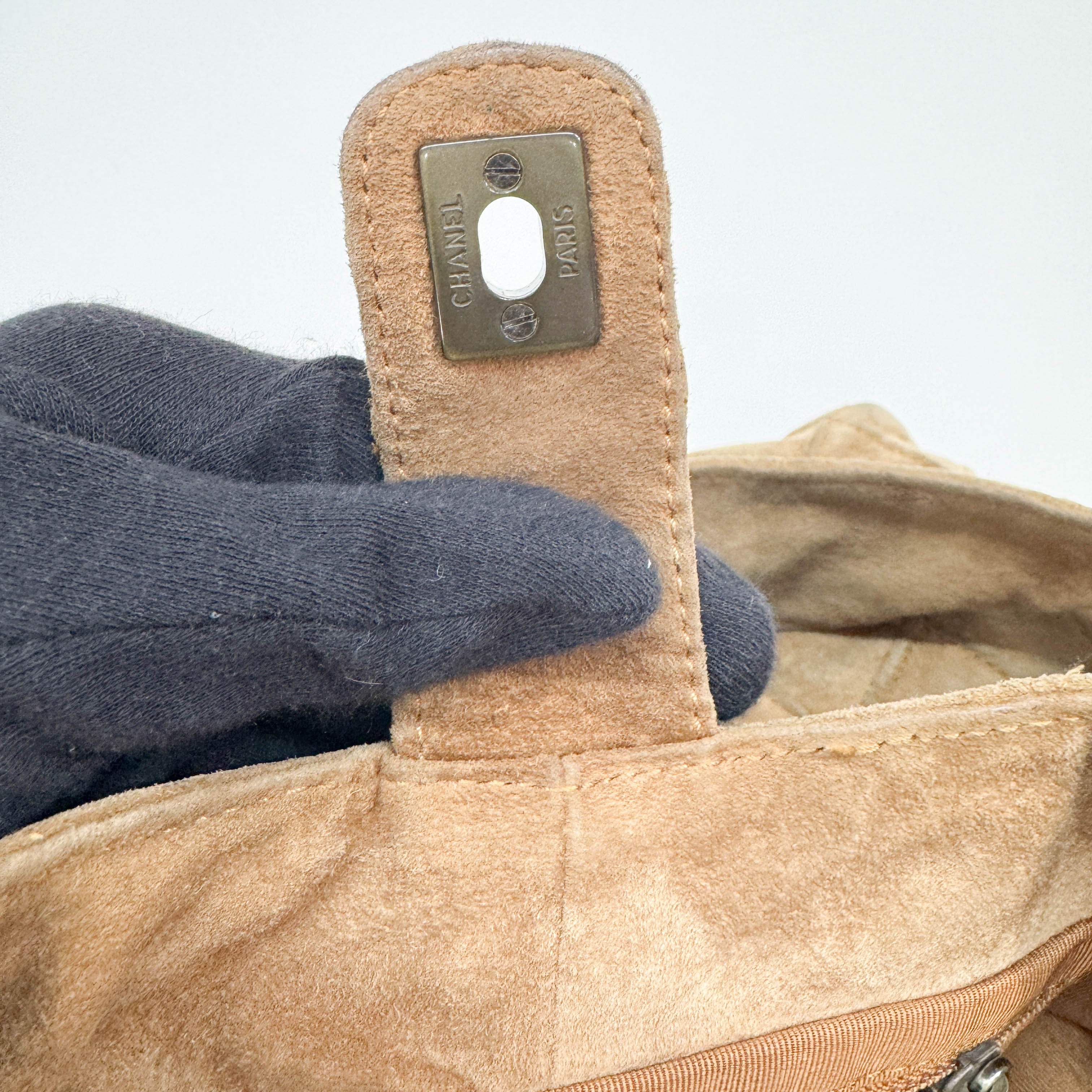 Matelasse Brown Suede Hobo Bag