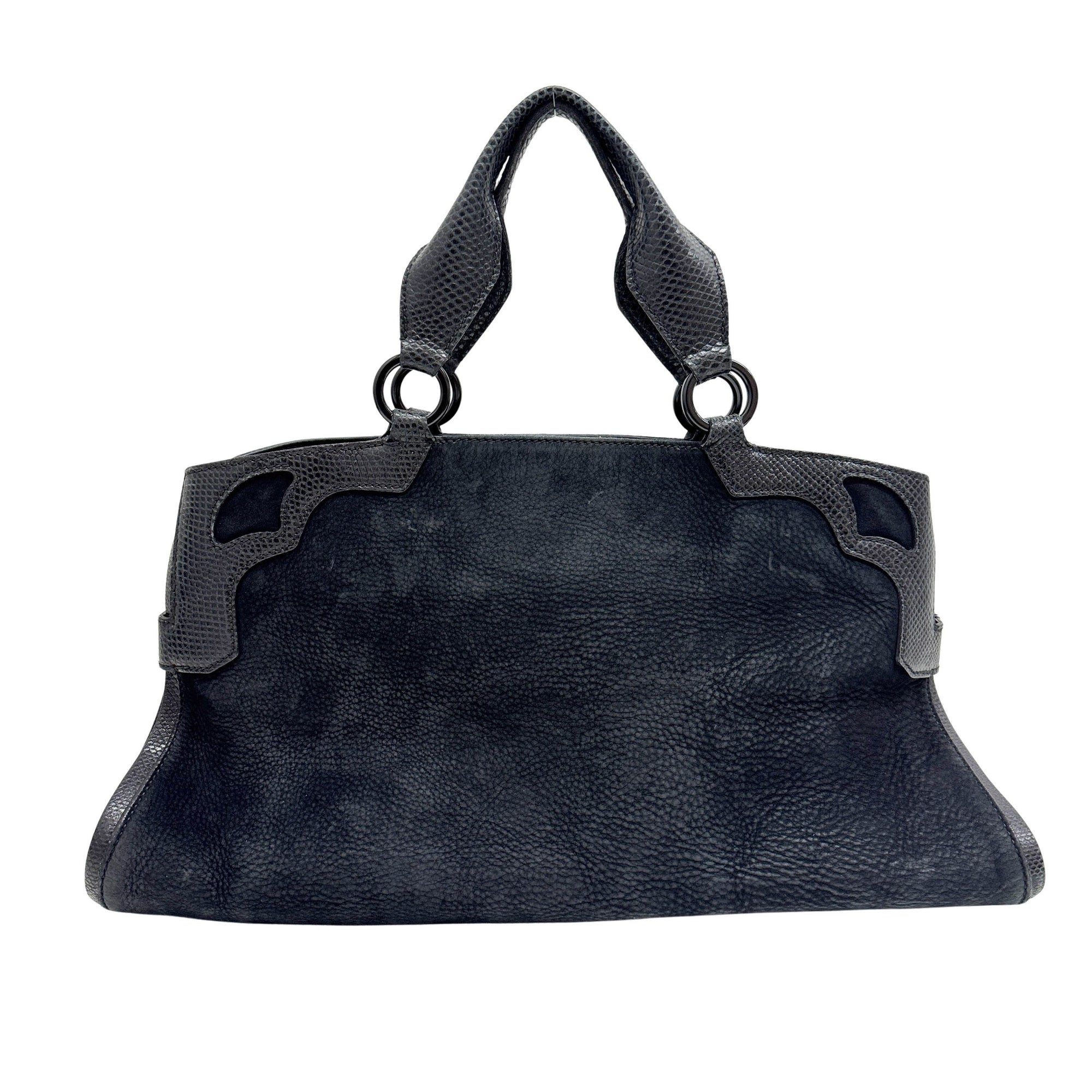 Python Embossed Trim Black Leather Crossbody Bag