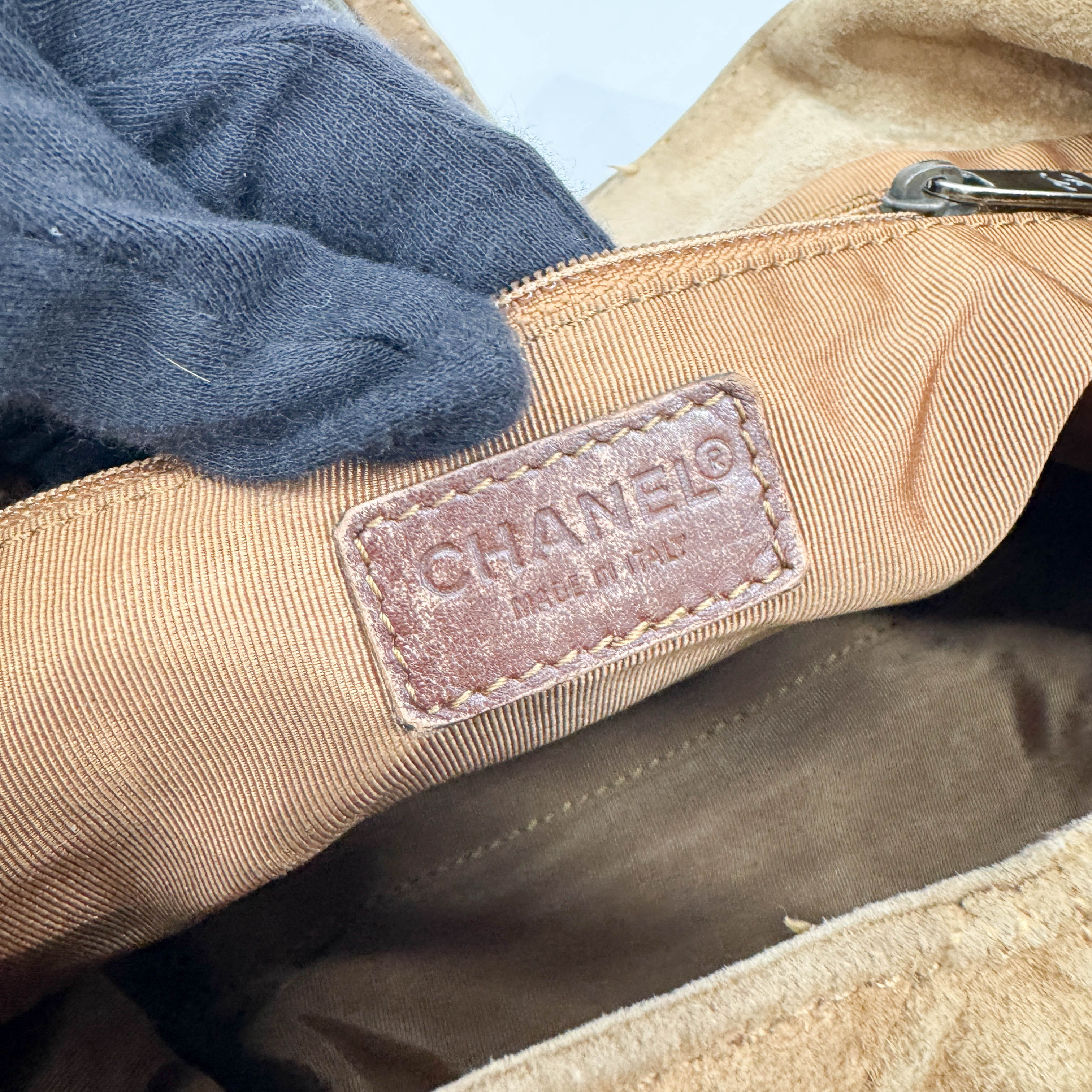 Matelasse Brown Suede Hobo Bag