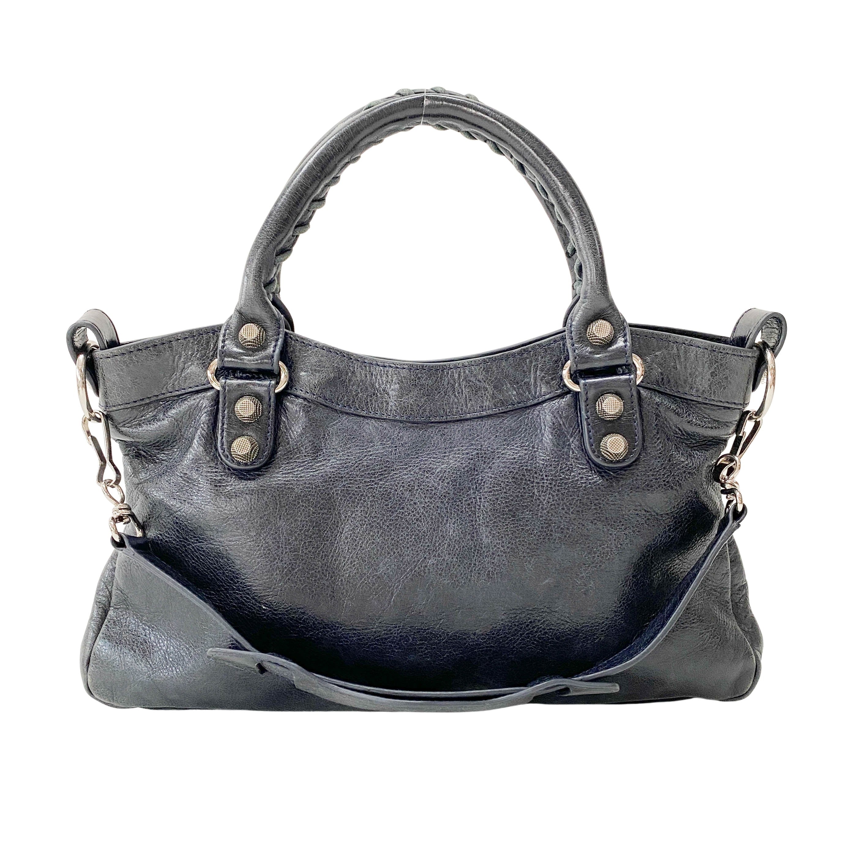 The First Black Leather Two Way Bag