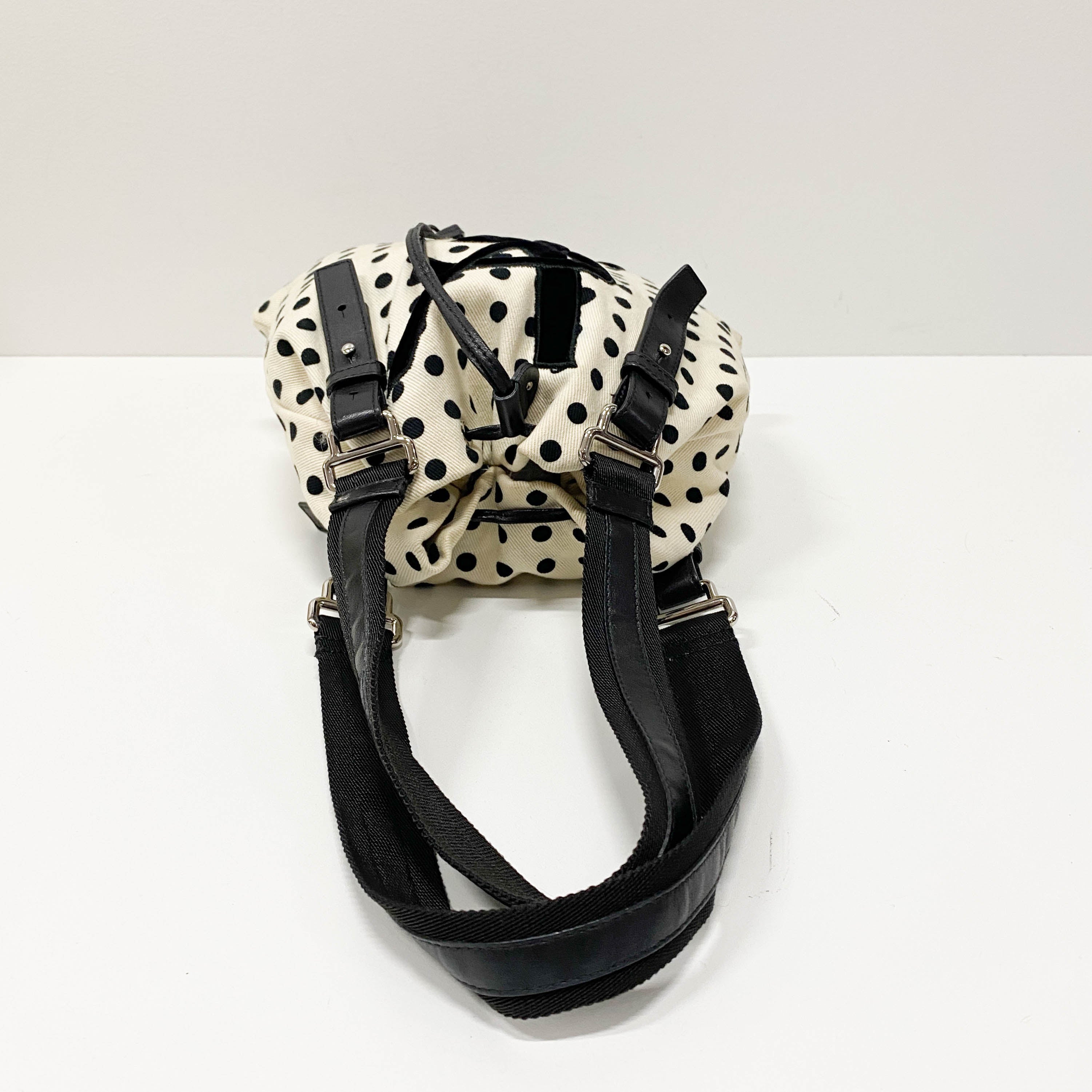 Vintage White Polka Dot Cloth Hand Bag