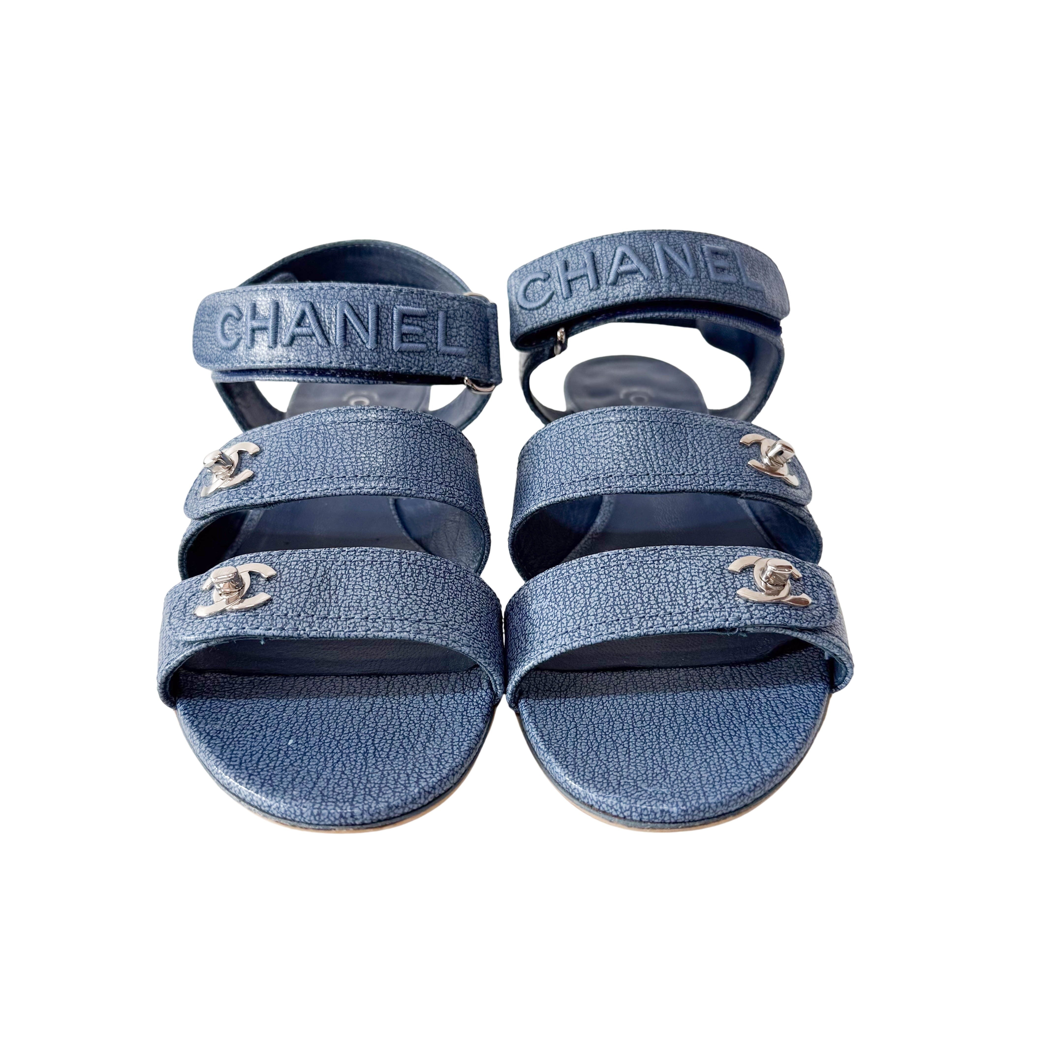 Blue 36 1/2 Leather Sandals