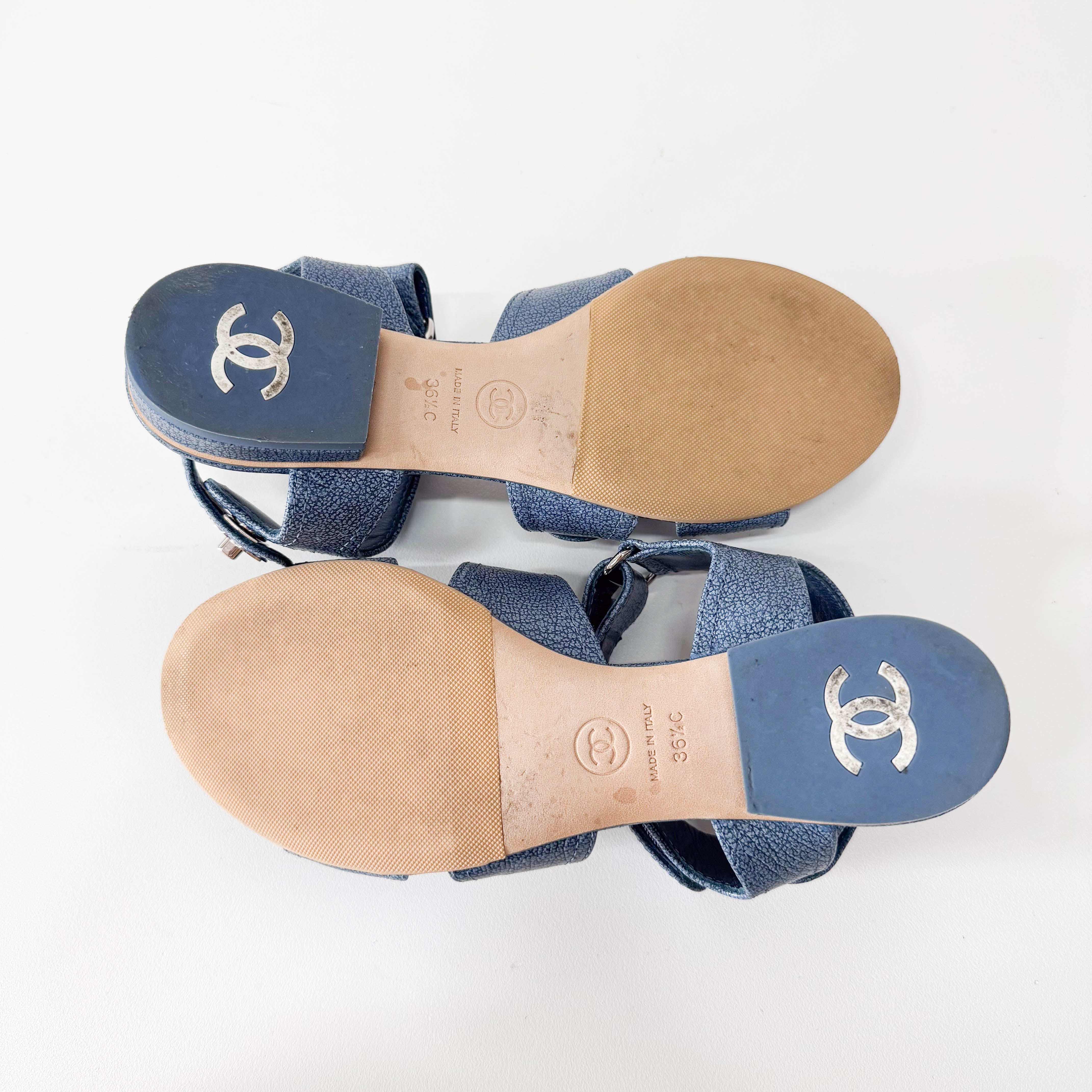 Blue 36 1/2 Leather Sandals