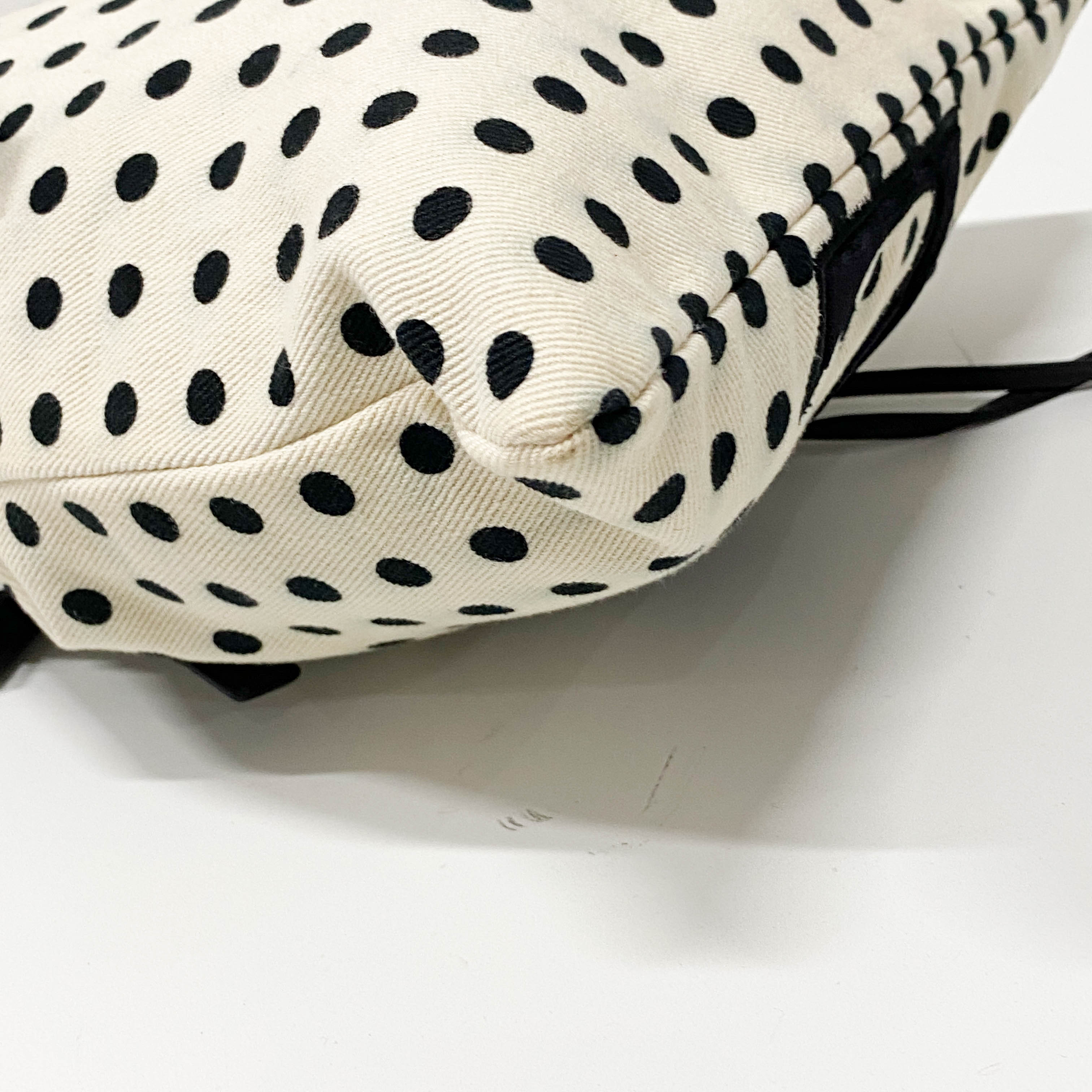 Vintage White Polka Dot Cloth Hand Bag