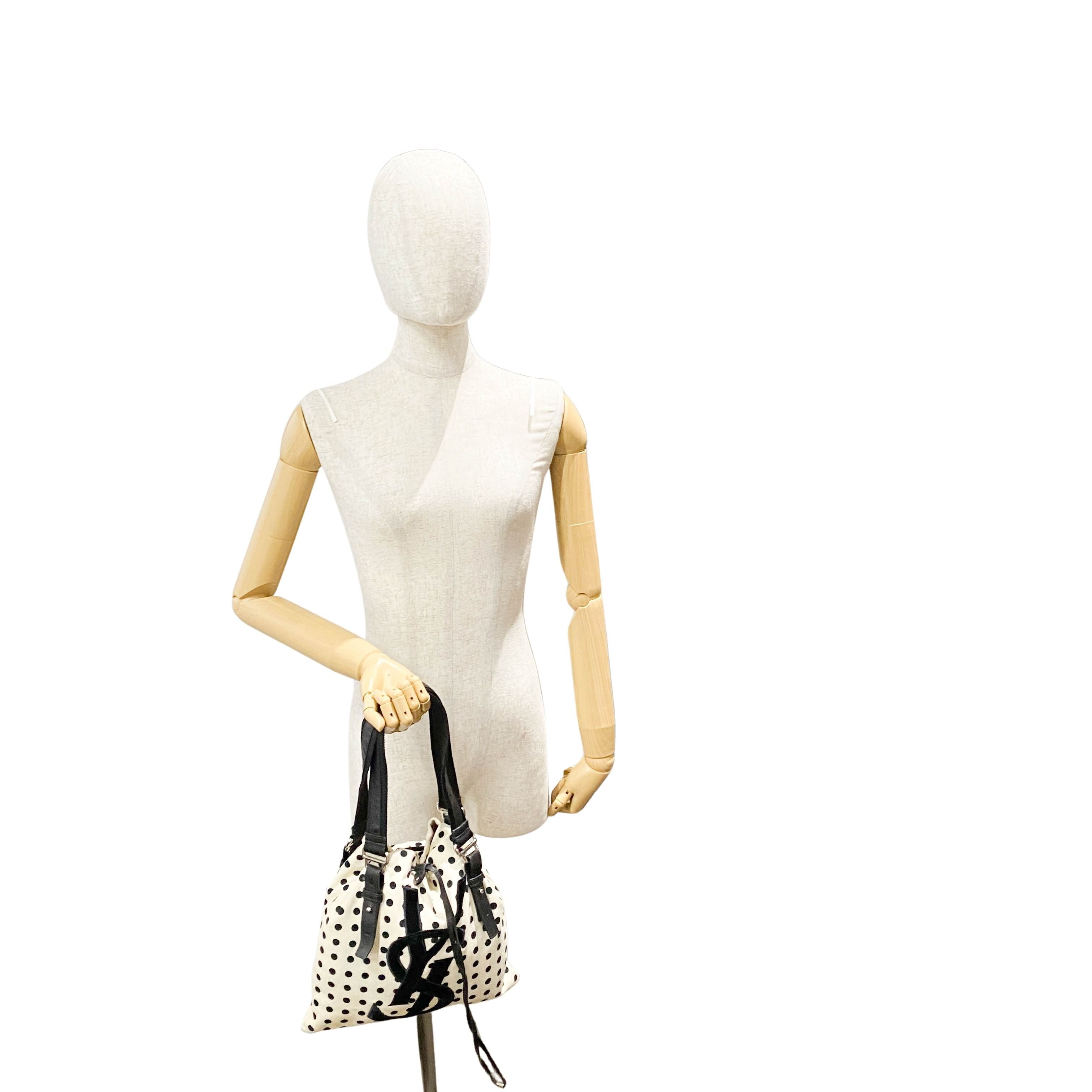 Vintage White Polka Dot Cloth Hand Bag