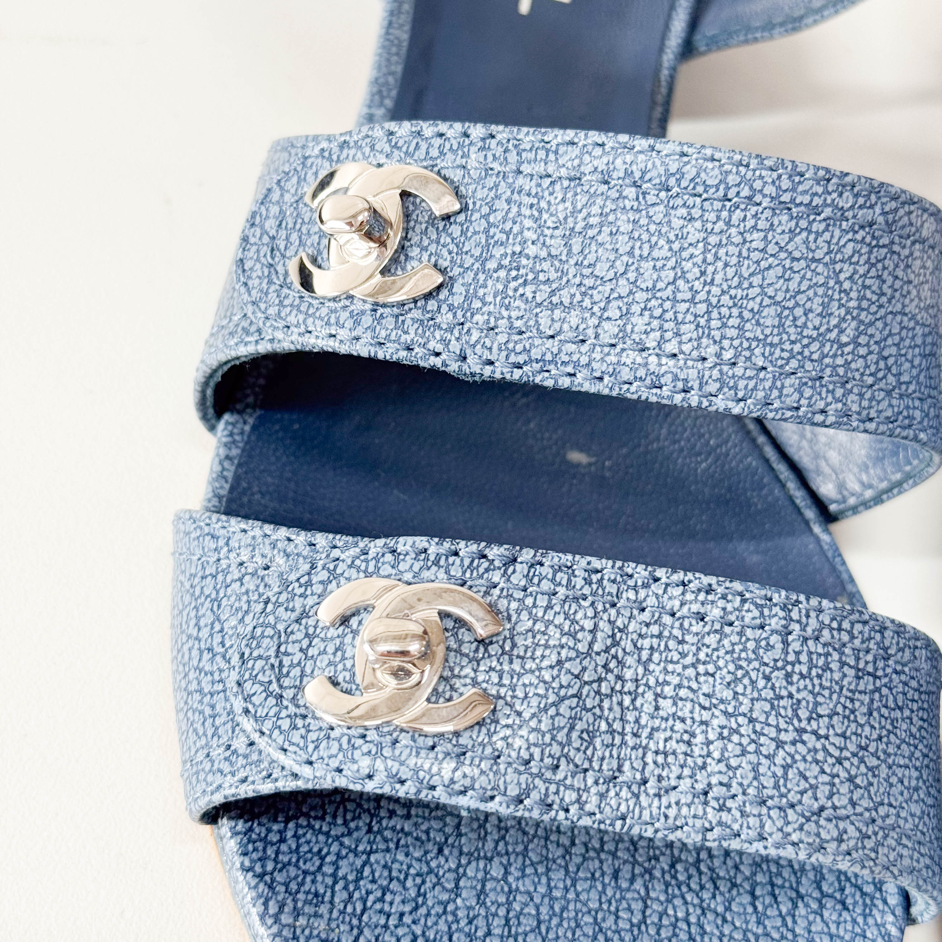 Blue 36 1/2 Leather Sandals