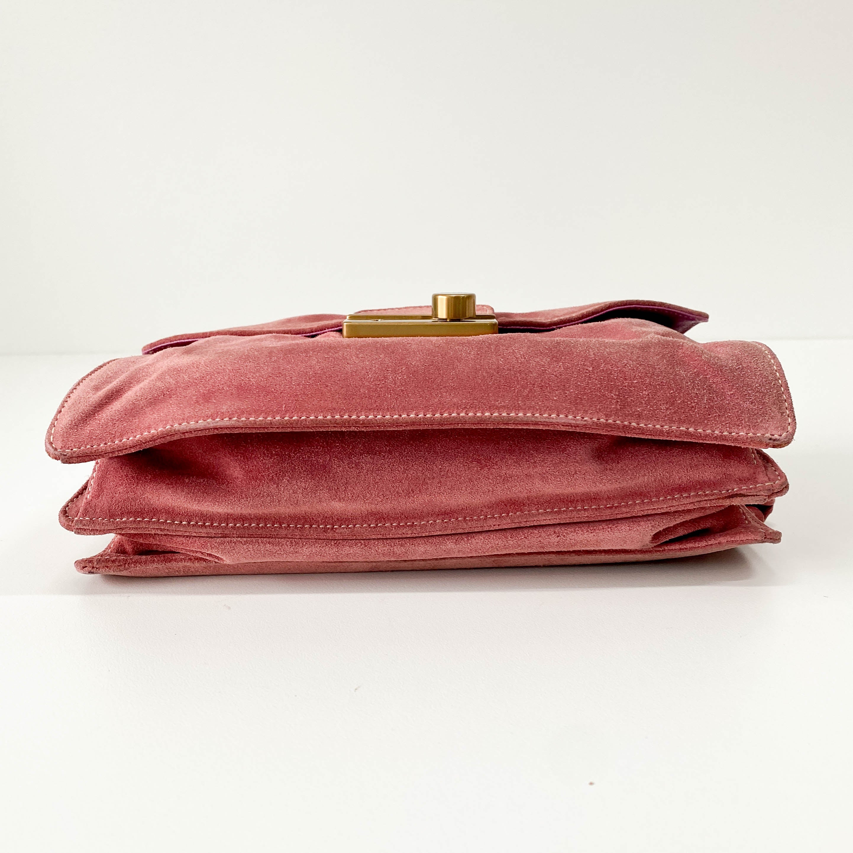 Rosé Pink Suede Handle Bag