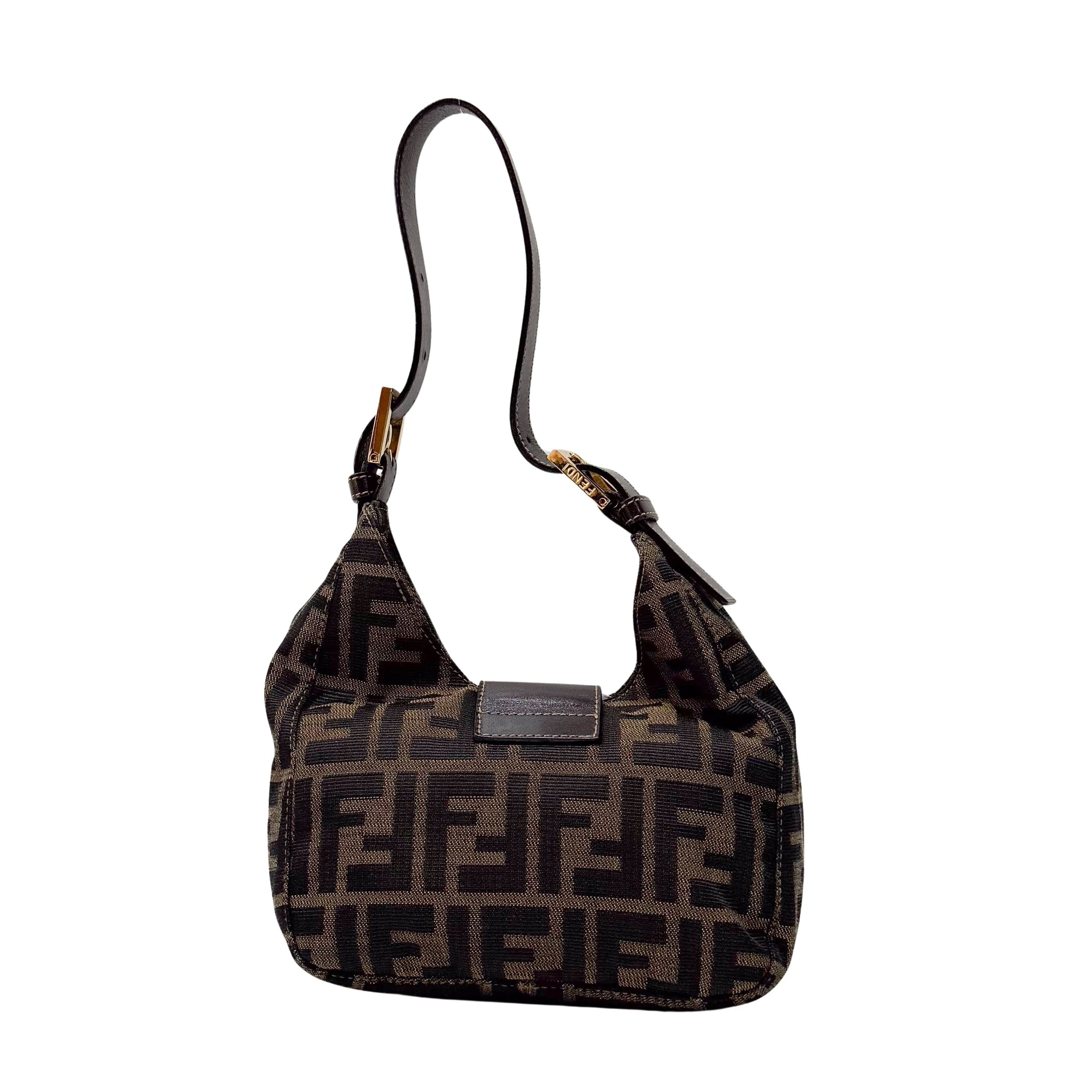 Croissant Brown Coated Canvas Hand Bag