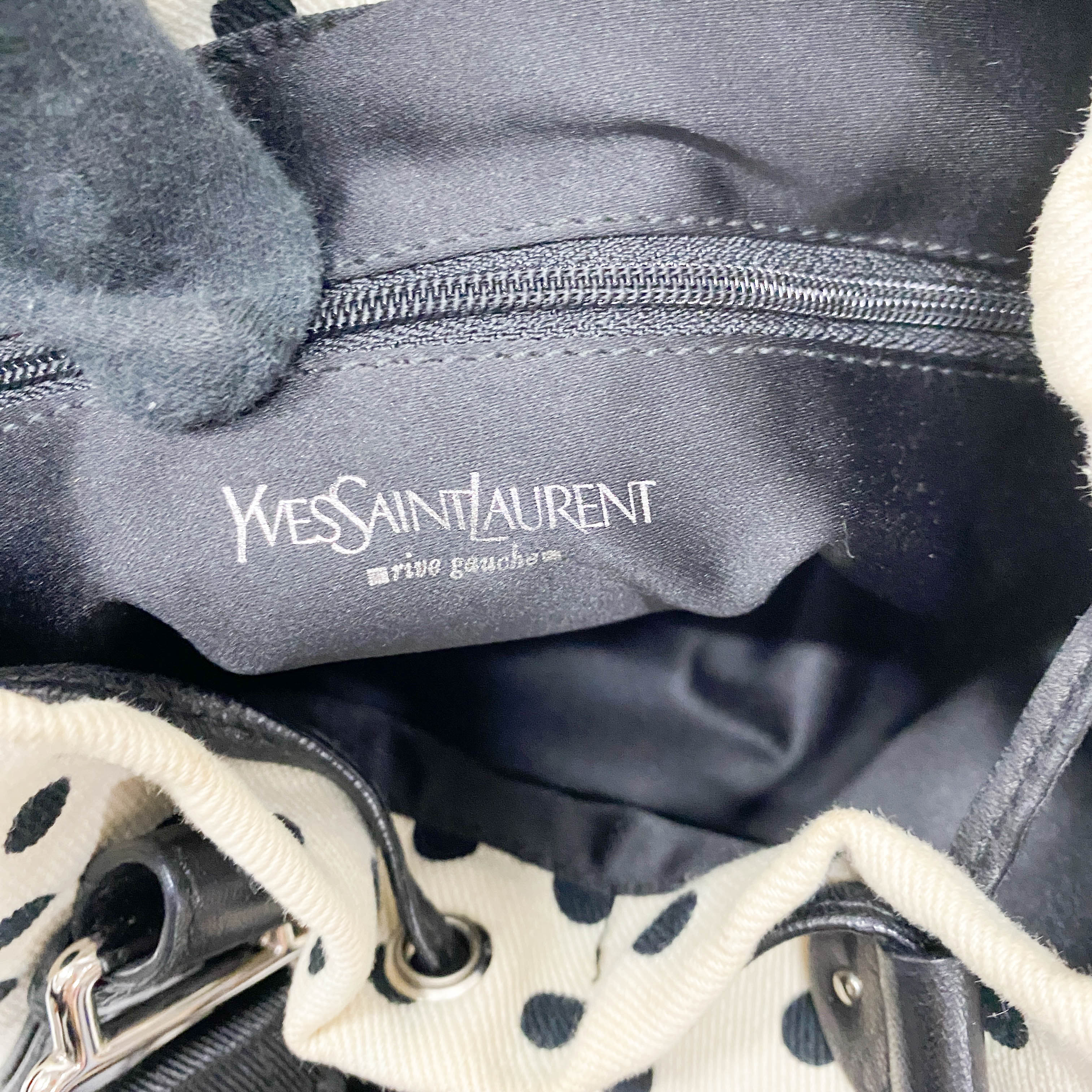 Vintage White Polka Dot Cloth Hand Bag