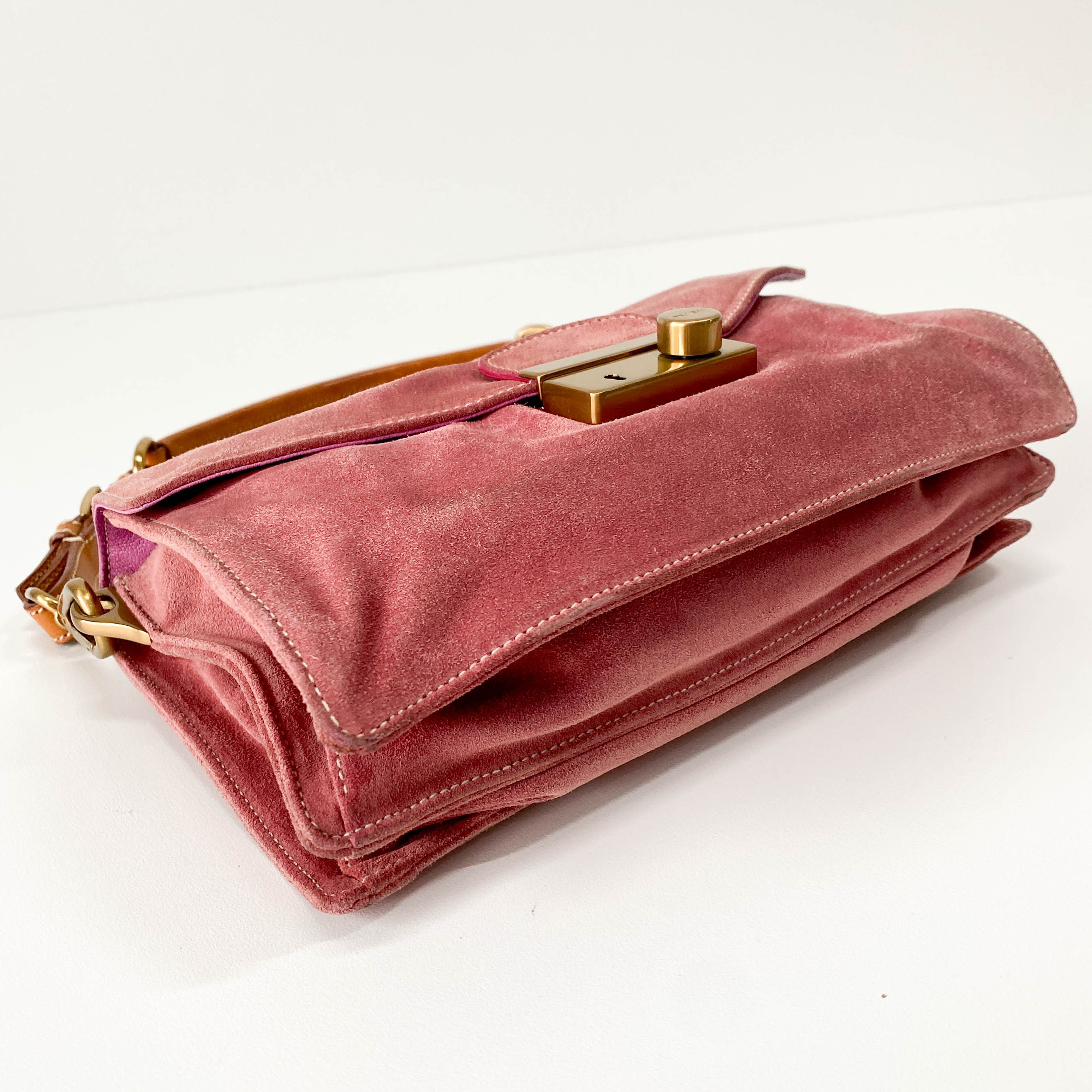 Rosé Pink Suede Handle Bag